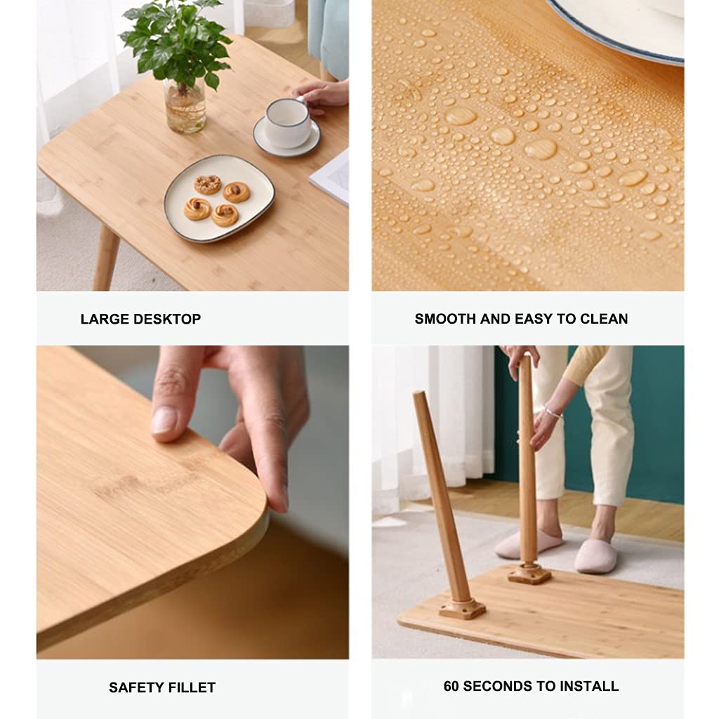 Premium Bamboo Coffee Table - 100x60x70cm Natural Wood Rectangular Tea Table for Living Room, Office & Dining | Eco-Friendly Home Decor | Perfect for Kung Fu Tea Ceremonies, Workstations & Family Gatherings
