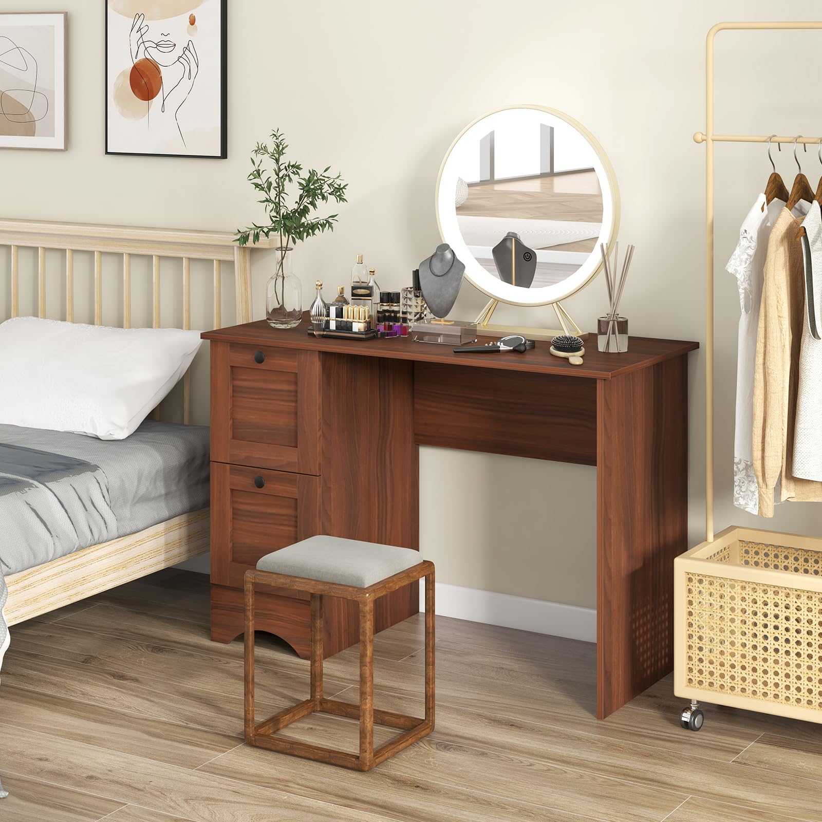 Tangkula Wooden Computer Desk with Drawers & USB Charging Station - Compact Home Office Desk for PC, Laptop & Notebook - Study Writing Workstation for Small Spaces - Perfect for Remote Work, Online Classes & Gaming Setup