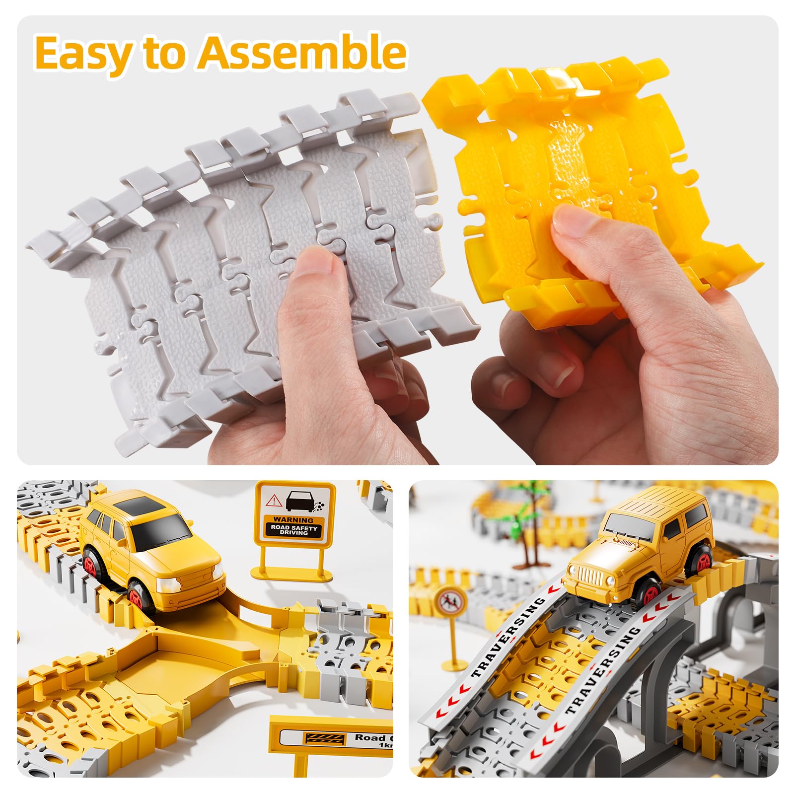 iHaHa 236 PCS Race Track & Construction Car Toy Set for Toddlers - STEM Learning Toys for 2 3 4 5 Year Old Boys - Perfect Christmas Birthday Gift for Kids - Indoor Play & Outdoor Adventure Toys