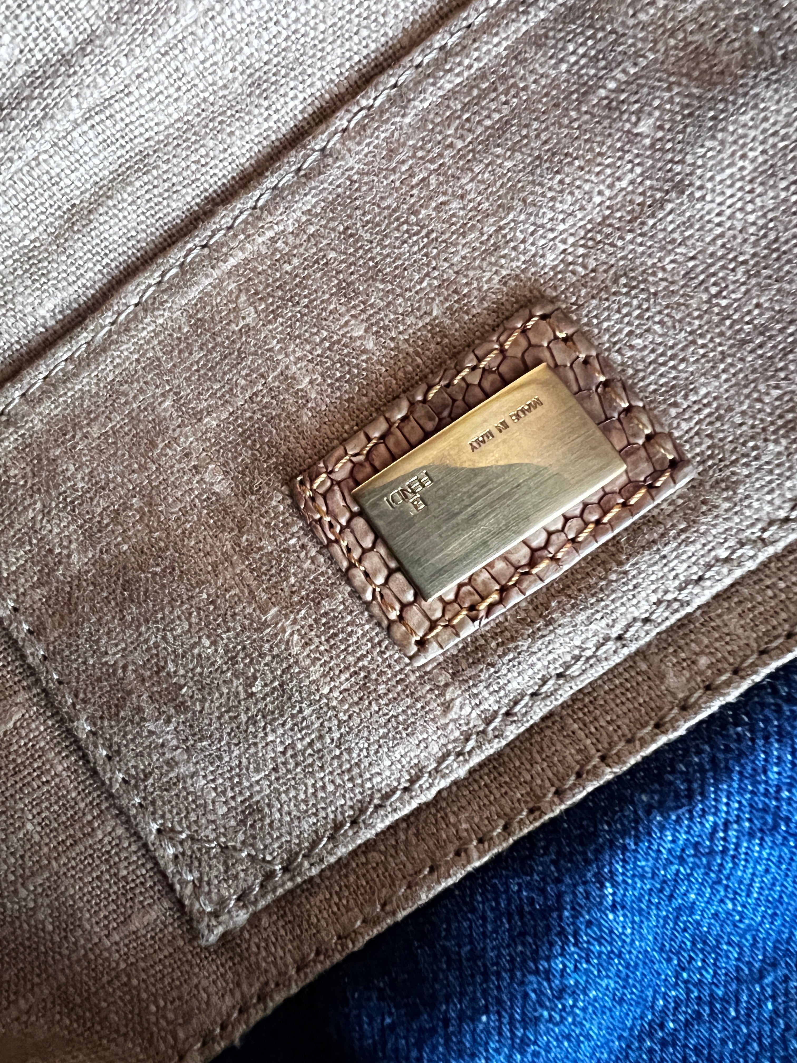 Vintage Fendi Lizard Skin Trimmed Denim Baguette Bag - Luxury Designer Crossbody Purse for Women, Perfect for Parties, Date Nights & Special Occasions