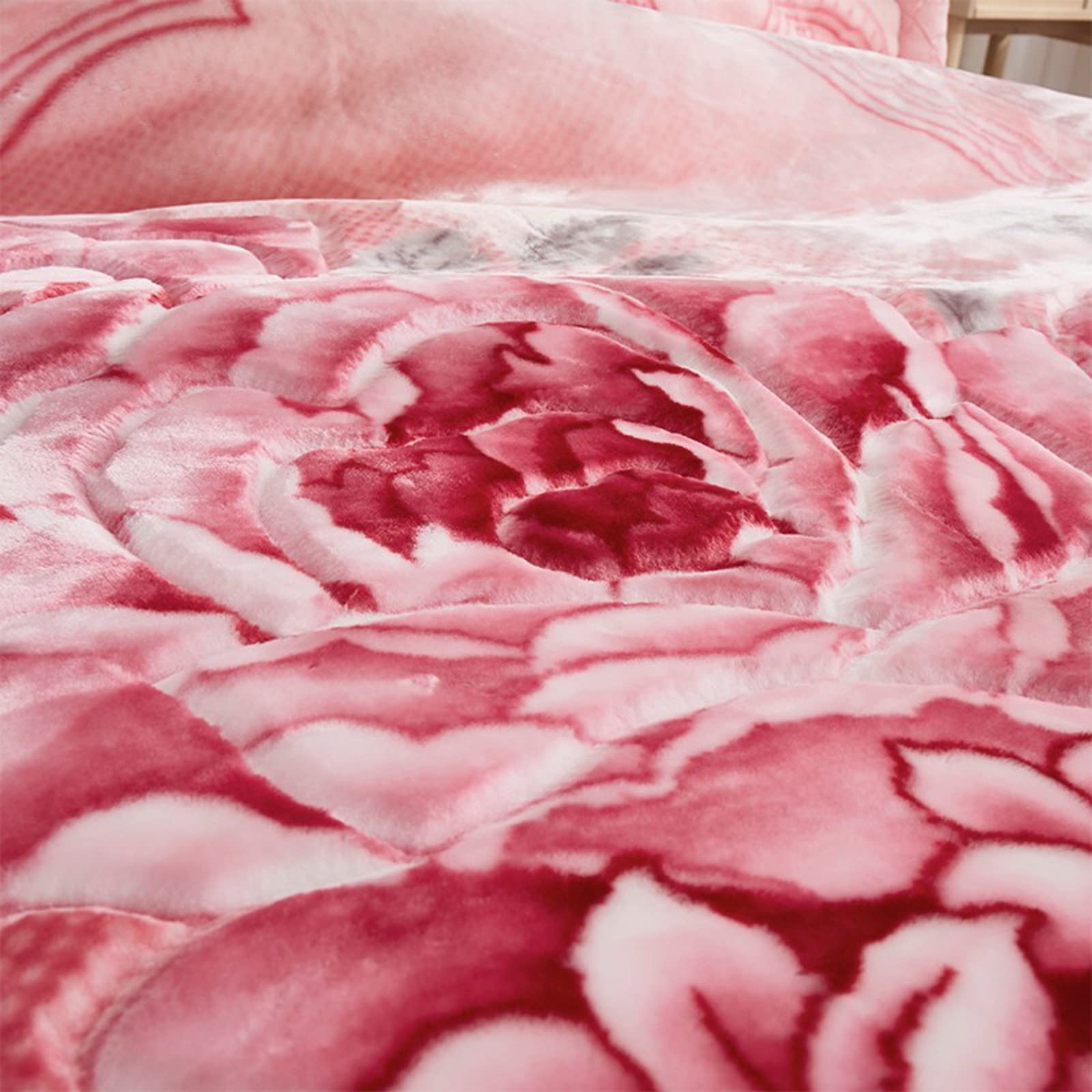 Premium Korean Mink Fleece Blanket - Ultra Soft 2-Ply Plush Horse & Sakura Design in Orange - King Size Winter Blanket for Bed, Couch & Gift Giving