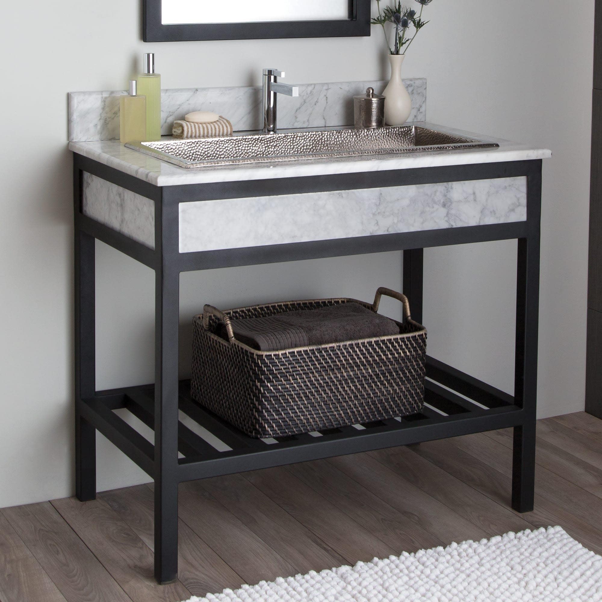 VNR365 Cuzco 36-Inch Bathroom Vanity Base in Brushed Nickel – Modern Bathroom Storage Solution for Home & Apartment Renovation