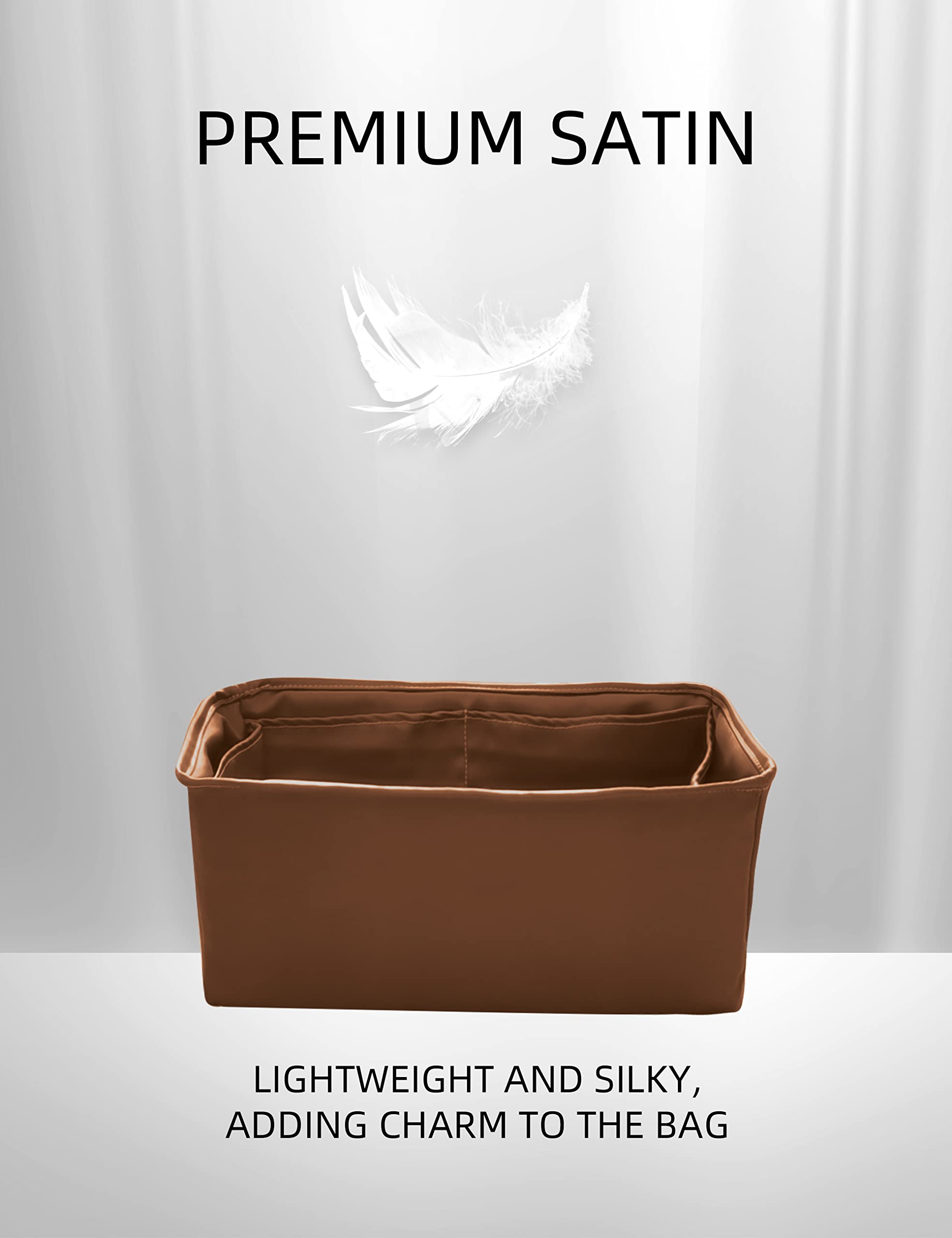 Premium Purse Organizer Insert for Birkin 25 - Gold & White Luxury Handbag Shaper with Silk Lining | Perfect for Designer Bag Protection & Organization | Ideal for Travel, Work & Everyday Use