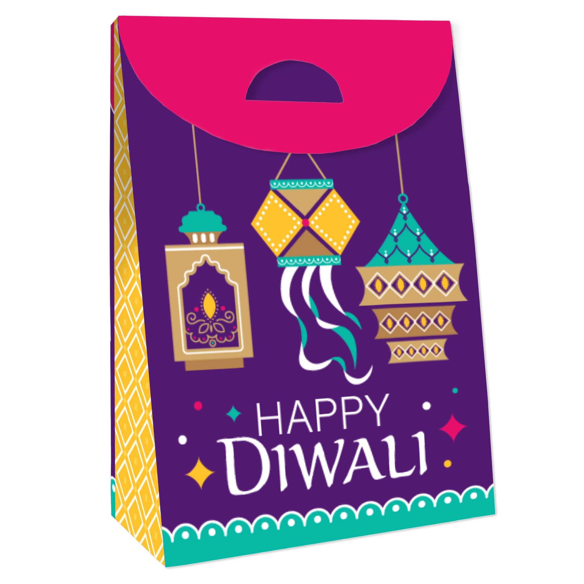 Happy Diwali Gift Bags - Set of 12 Festival of Lights Party Favors & Goodie Boxes for Diwali Celebrations, Home Decor, and Indian Cultural Events