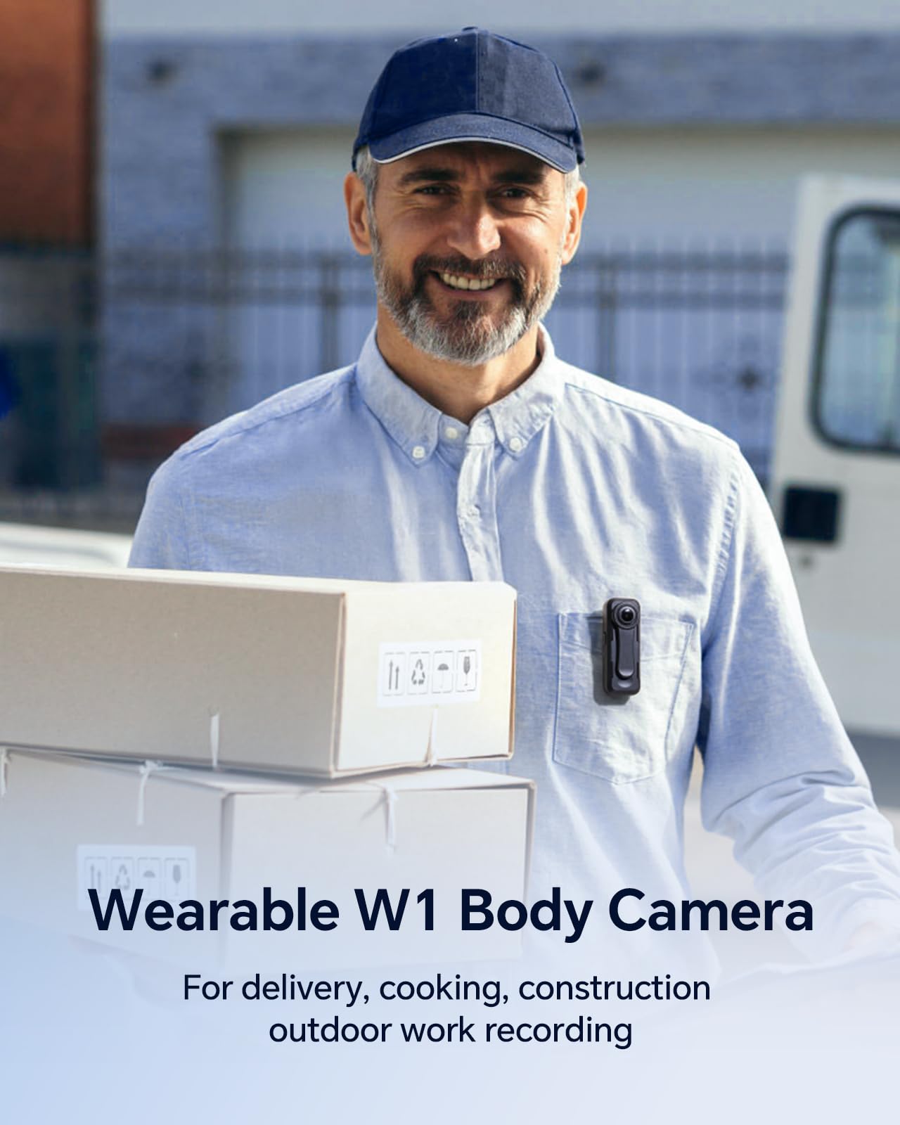 BOBLOV W1 128GB HD 1080P Body Worn Camera with Loop Recording & Time Stamp - Wearable Police Camera for Security, Travel, Delivery Drivers & Lecture Recording - Includes 2 Mounting Clips for Hands-Free Use