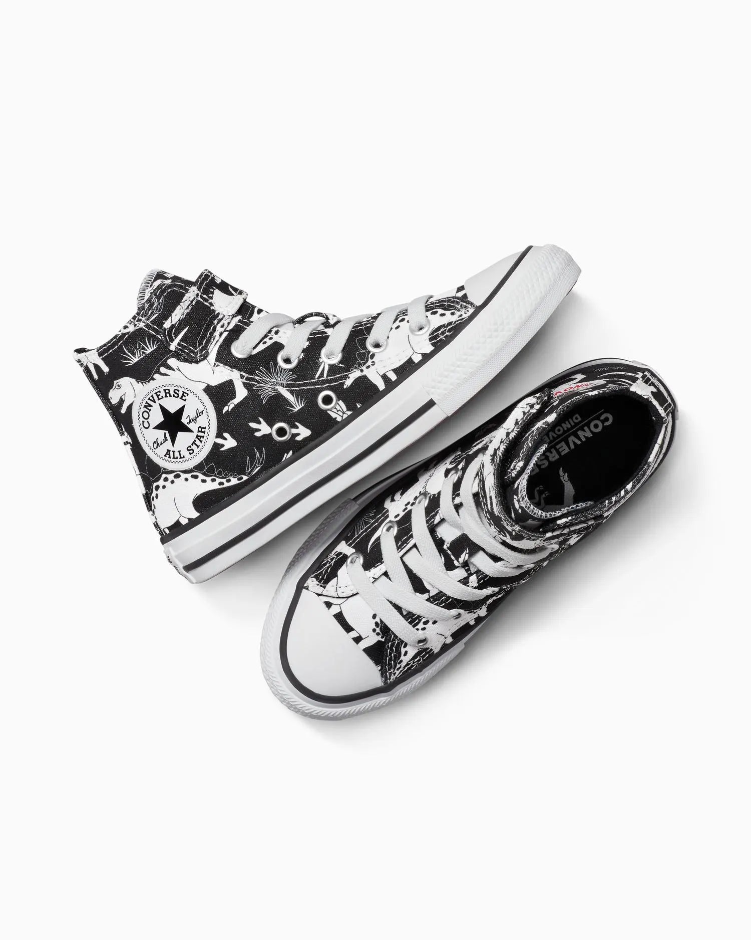 Converse Kids All Star Dino Party Black/White Sneakers - Comfortable Casual Shoes for Boys & Girls - Perfect for School, Playground & Birthday Parties