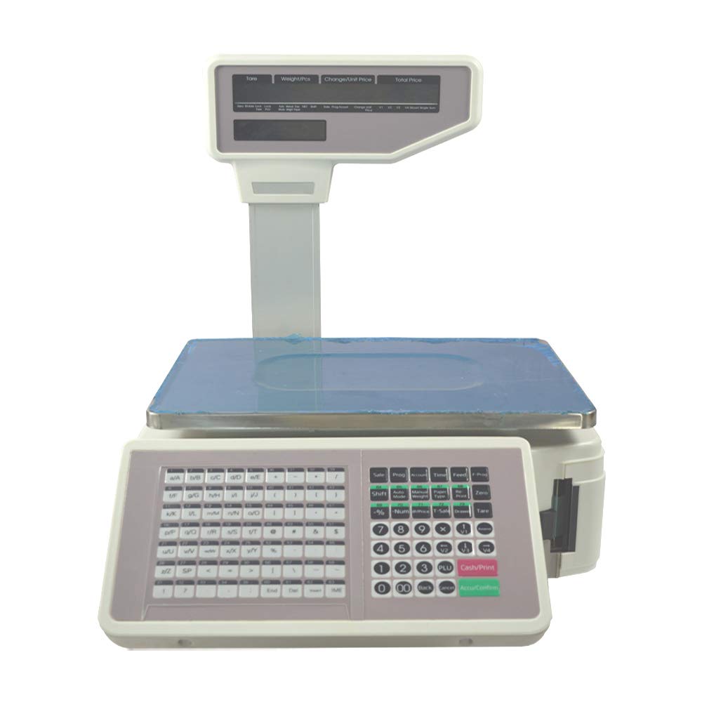 TECHTONGDA 30KG Commercial Digital Counting Scale with Label Printer & 5-Screen Display - Price Computing Scale for Supermarkets, Retail Stores & Warehouses (110V) - Perfect for Inventory Management, Shipping Weighing & Price Labeling