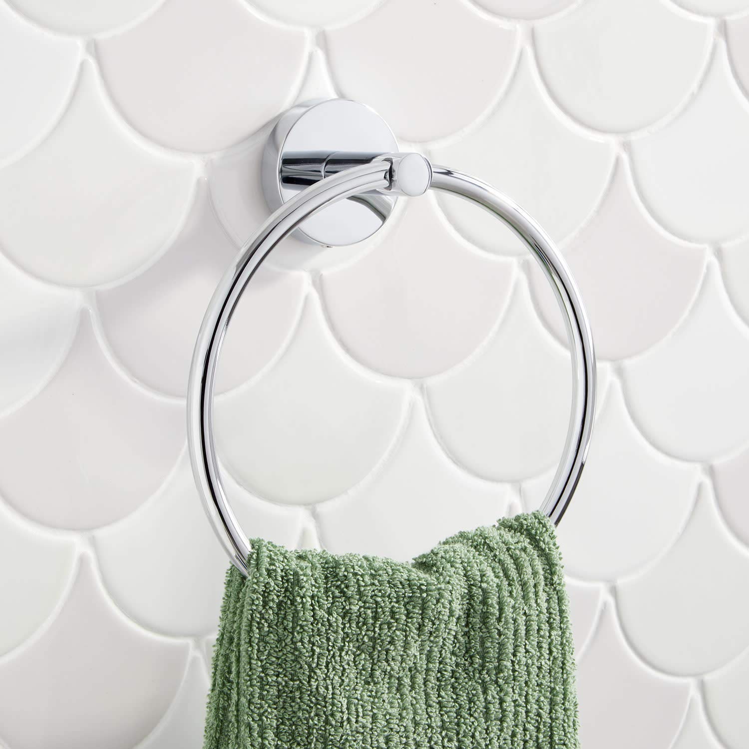 Signature Hardware 948209 Edenton Brushed Nickel Towel Ring - Bathroom Accessory for Modern & Traditional Decor
