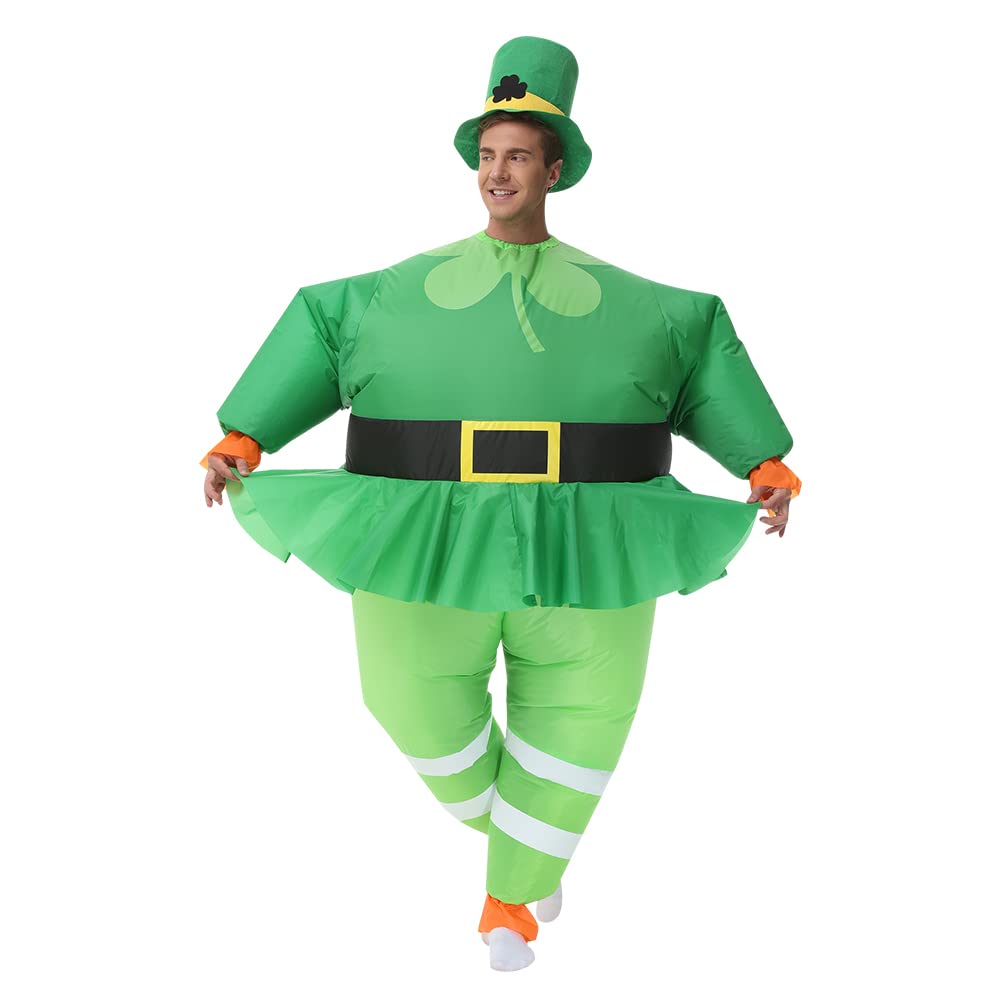 St. Patrick's Day Inflatable Costume for Adults - Green Clover Lucky Outfit for Men & Women | Fun Party, Halloween, and Festival Celebration