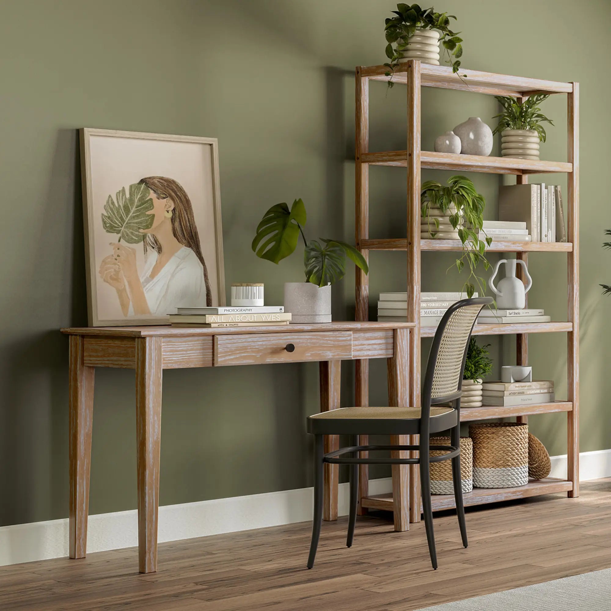 Greenport 3-Piece Home Office Set - Ergonomic Desk, Chair & Storage Shelf for Small Spaces | Perfect for Remote Work, Study & Productivity | Modern Workspace Furniture for Home & Office