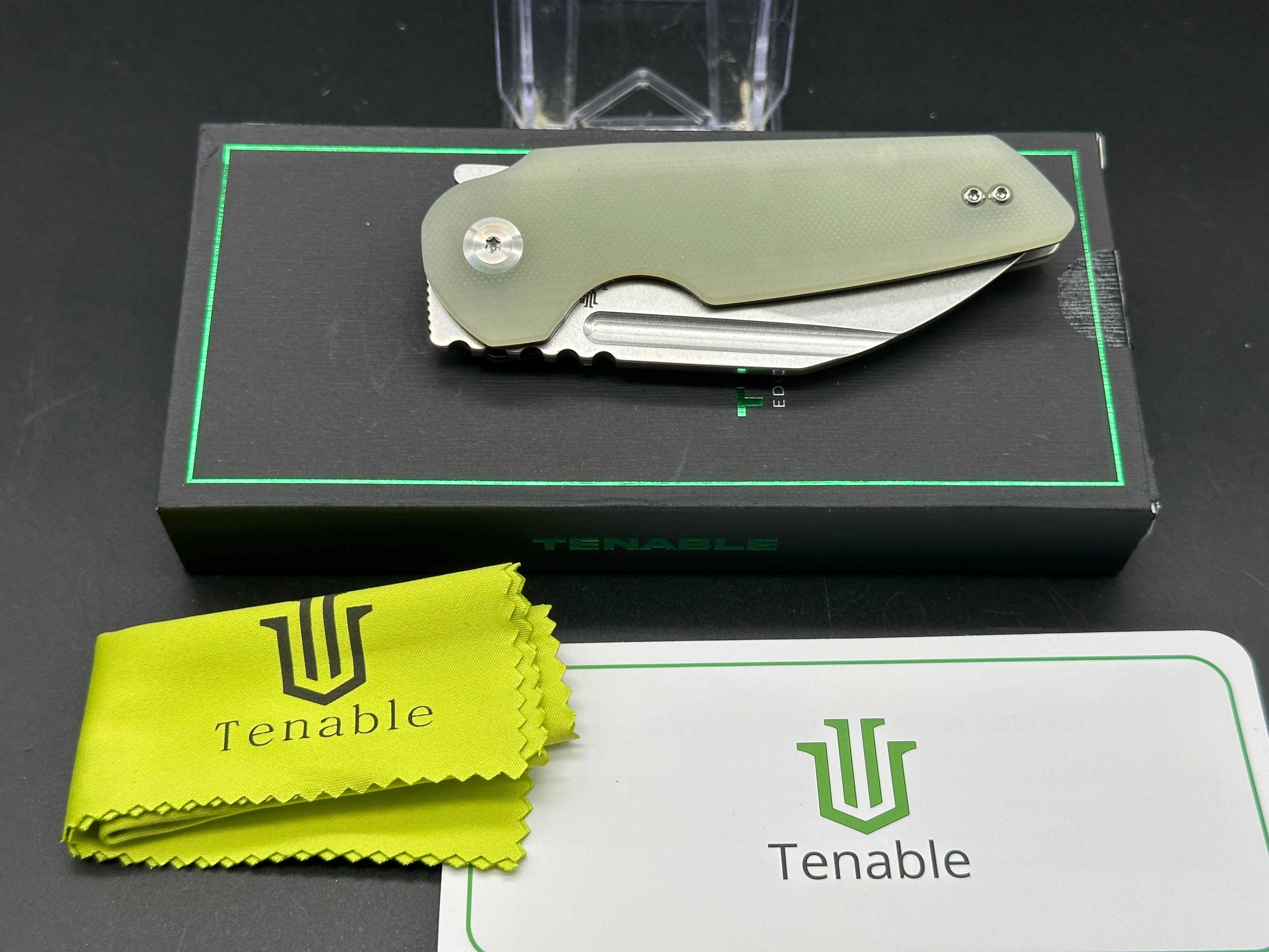 Premium TENABLE RAFE L Folding Knife - Jade G10 Handle, 14C28N Steel Plain Edge Blade - EDC, Camping, Survival & Outdoor Activities