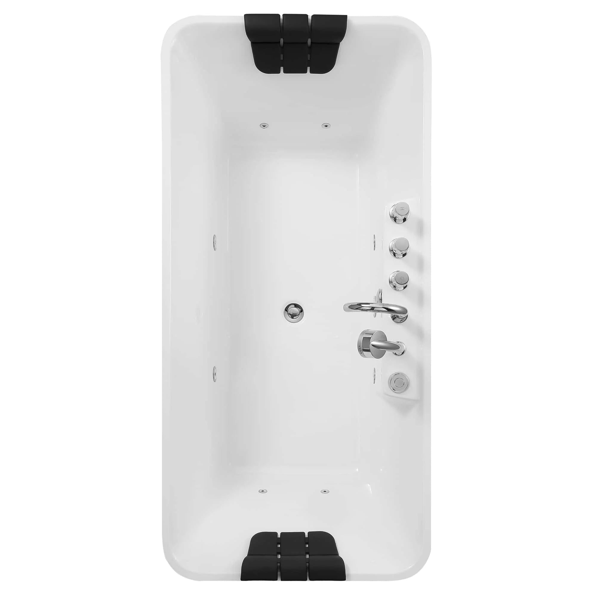 Empava 59-Inch Freestanding Acrylic Whirlpool Bathtub with Center Drain - Modern Rectangular Soaking Tub for Luxury Bathroom Spa Experience