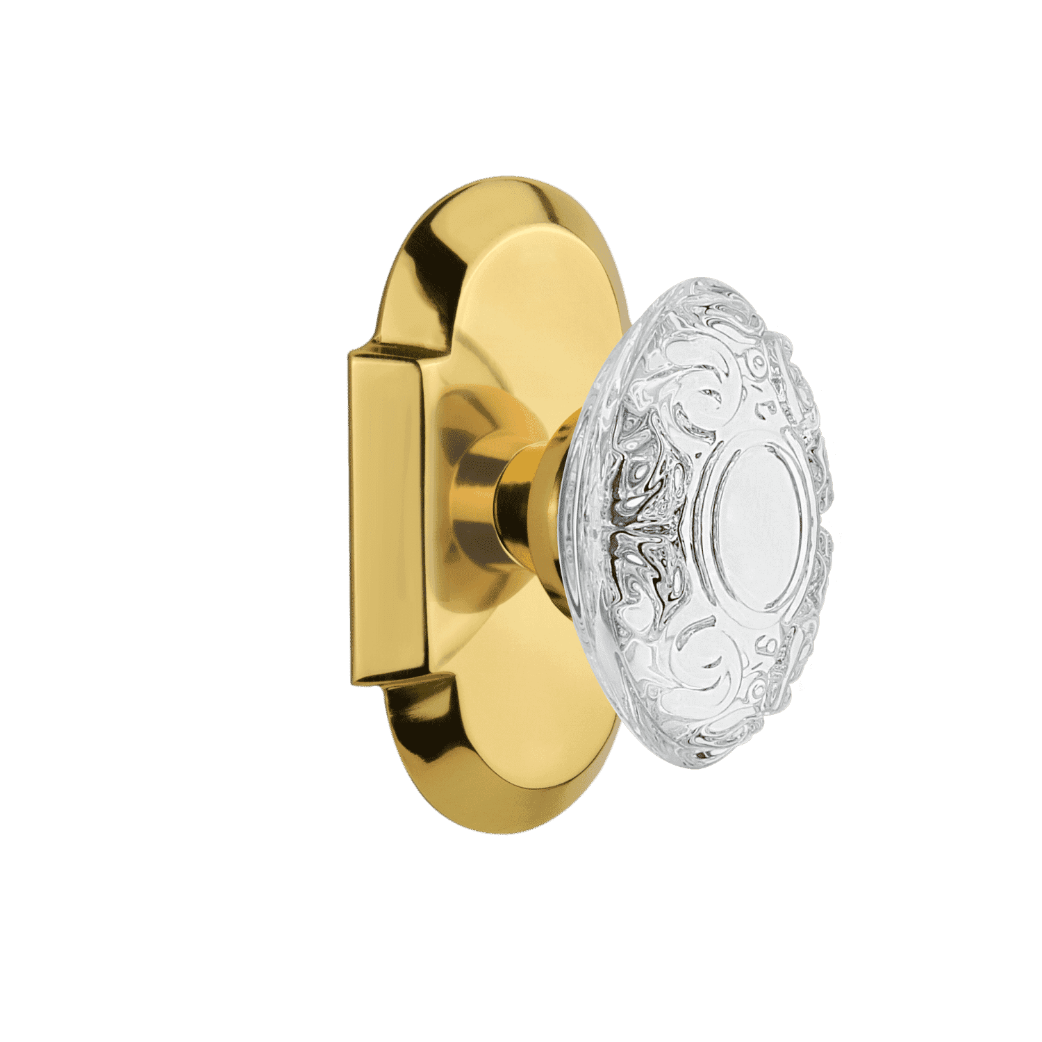 Victorian Style Cottage Short Plate with Crystal Knob in Polished Brass - Elegant Cabinet & Drawer Hardware for Vintage Home Decor