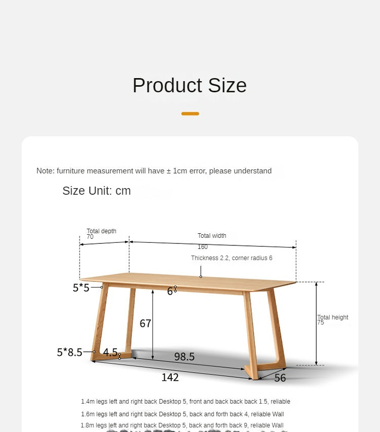 Premium Solid Oak Wood Large Office Desk - Spacious Workstation for Home & Business Use - Ideal for Writing, Studying & Remote Work