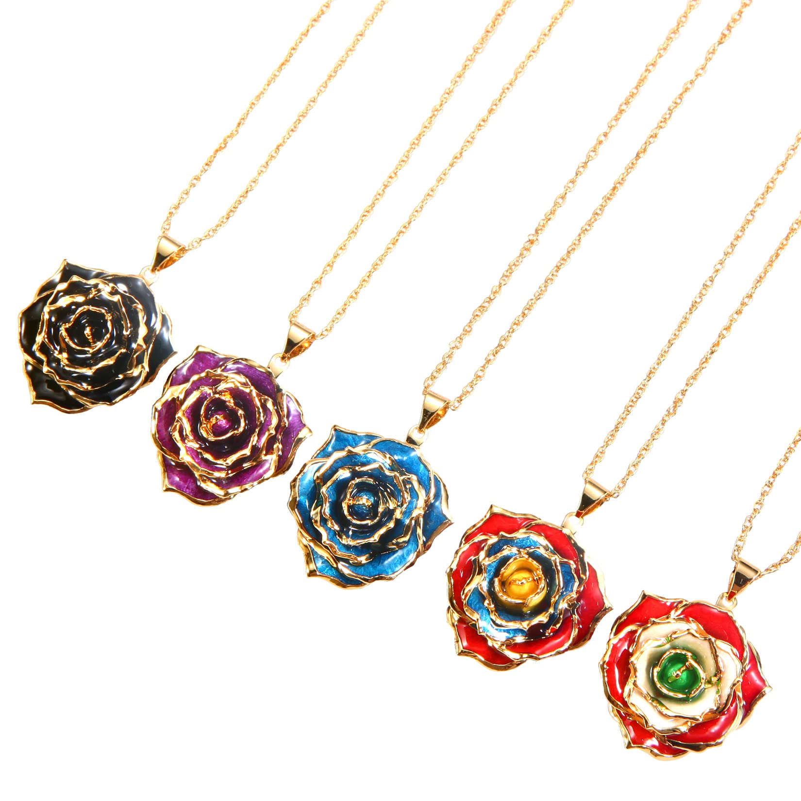 AliveRose 24K Gold Dipped Real Rose Pendant Necklace for Women - Elegant Jewelry Gift for Mother's Day, Anniversary, Birthday & Christmas - Perfect for Her, Mom, Wife or Girlfriend | Romantic Occasions, Date Nights & Special Celebrations