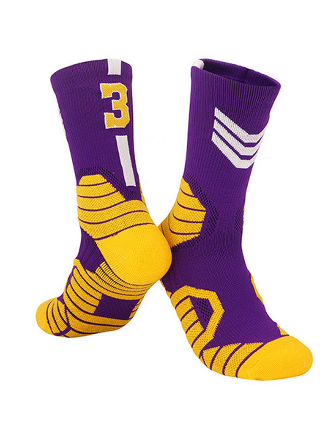 Jueshanzj Custom Men's Basketball Socks with Team Number - Moisture Wicking Athletic Socks for Basketball, Running & Sports - Perfect for Team Games, Training & Gym Workouts
