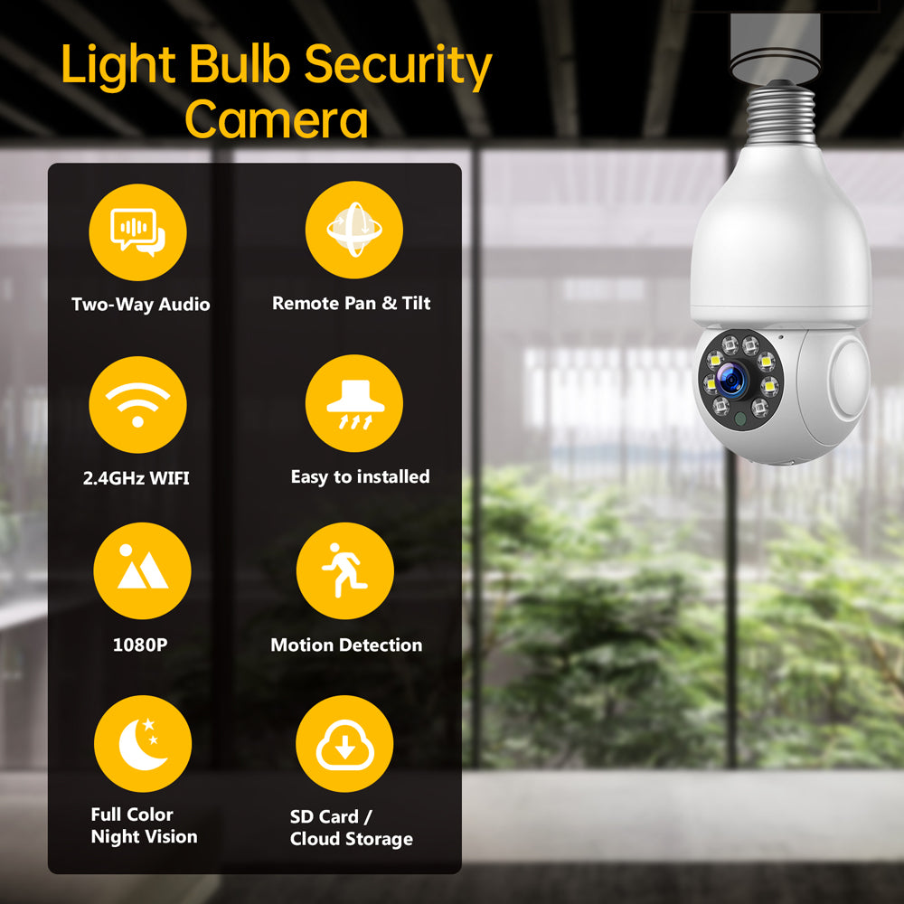 Campark SC16 1080P HD Wireless WiFi Security Camera with Motion Tracking & Alexa Compatibility - Indoor/Outdoor Smart Lightbulb Camera for Home Surveillance, Baby Monitor & Pet Monitoring