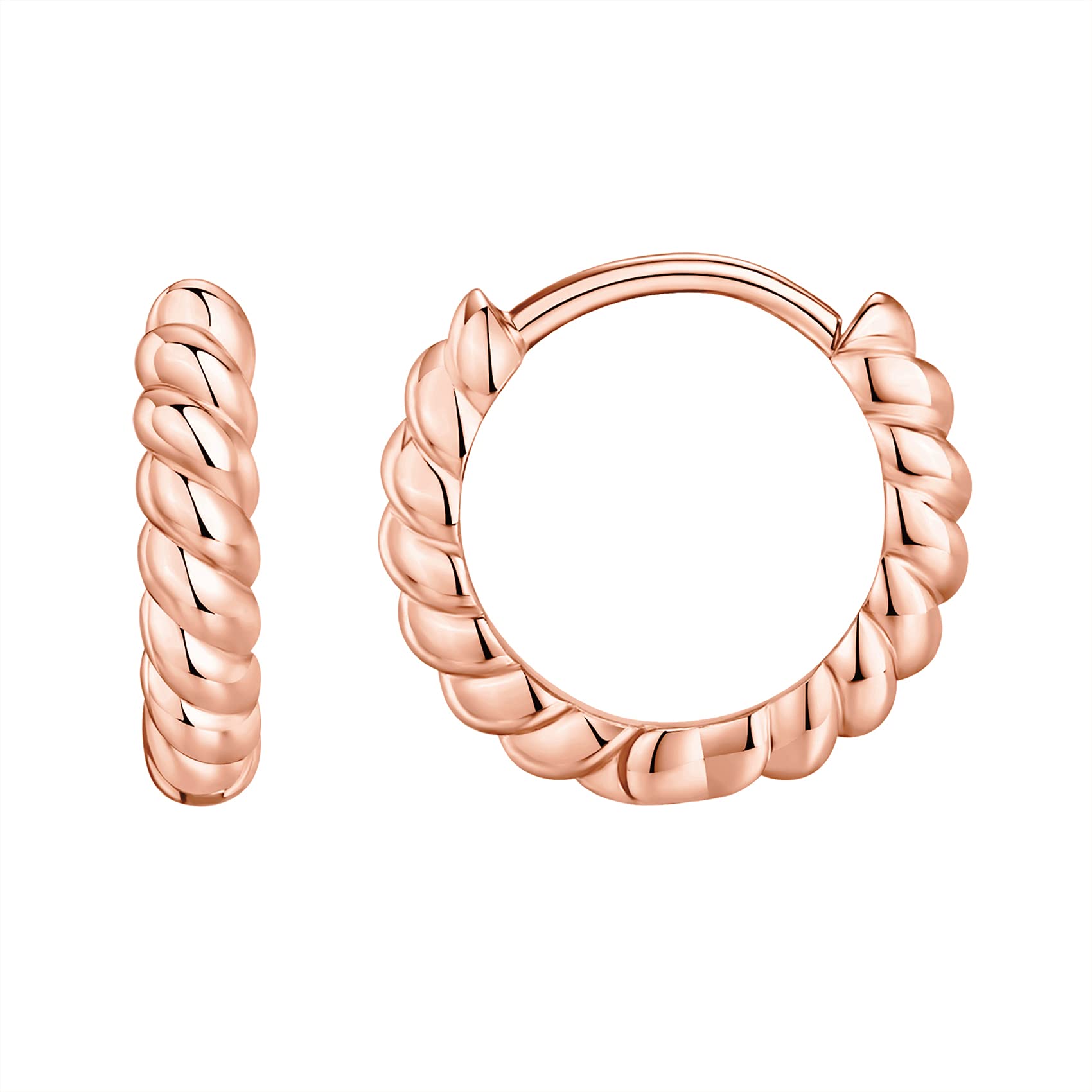 PAVOI 14K Gold Plated 925 Sterling Silver Twisted Huggie Hoop Earrings for Women | Minimalist Post Earrings for Everyday Wear, Date Night & Office Outfits