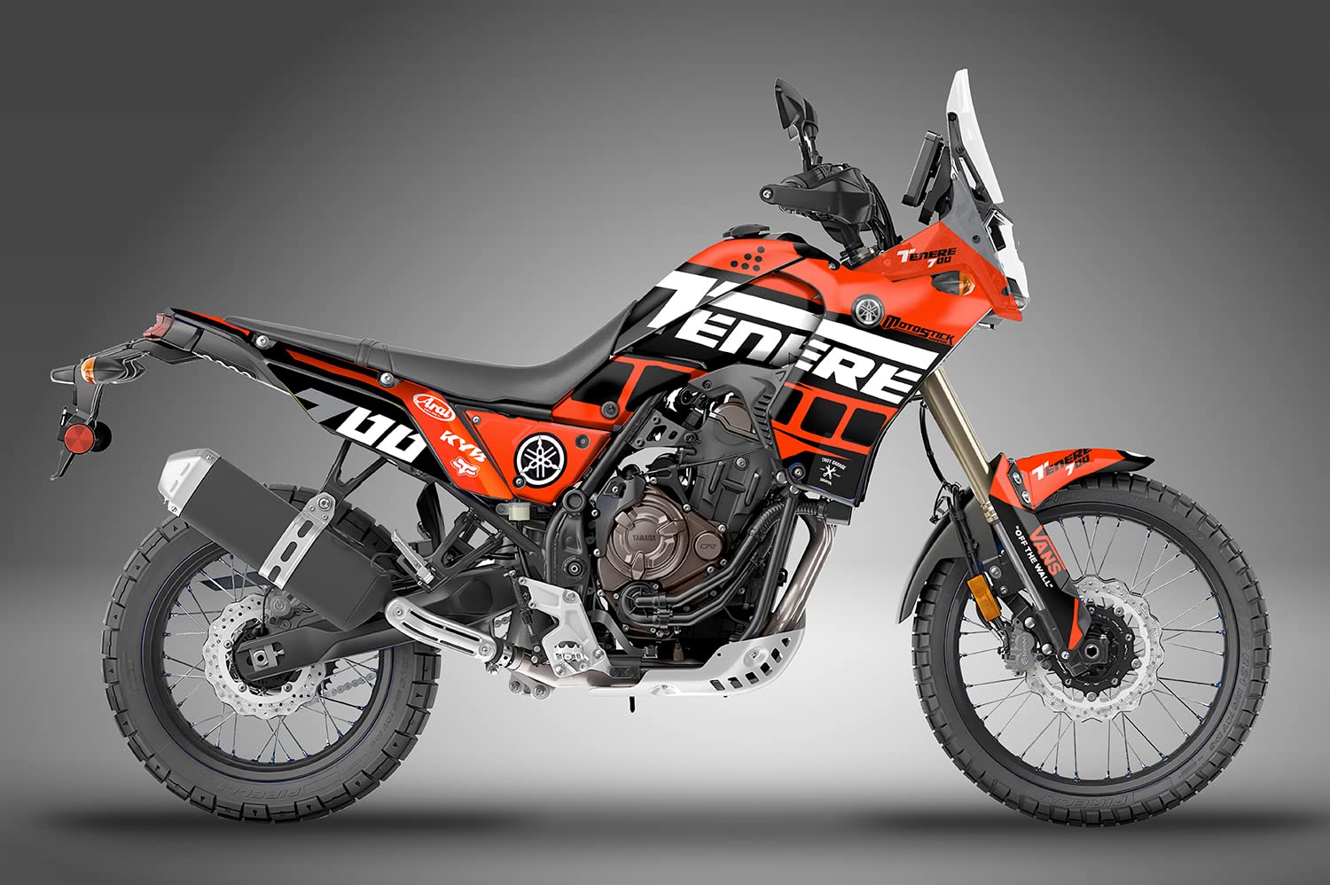Yamaha Tenere 700 2019-2021 Graphic Decal Sticker Kit - High Gloss Finish, Model 13 Red - Perfect for Motorcycle Customization & Off-Road Adventures