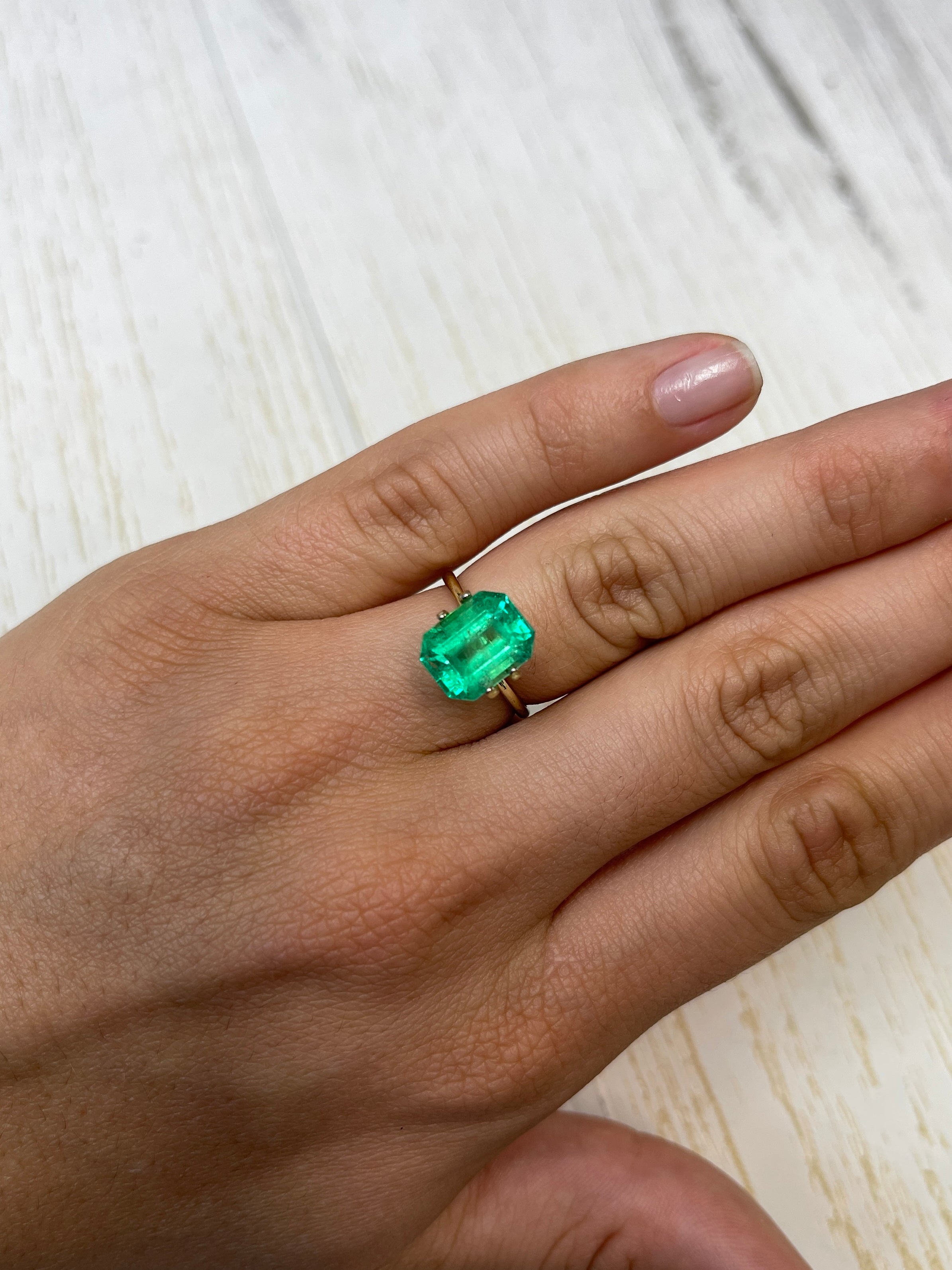 4.70 Carat 11x9mm Yellowish Green Natural Loose Colombian Emerald - Classic Emerald Cut Gemstone for Jewelry Making, Engagement Rings & Collector's Items