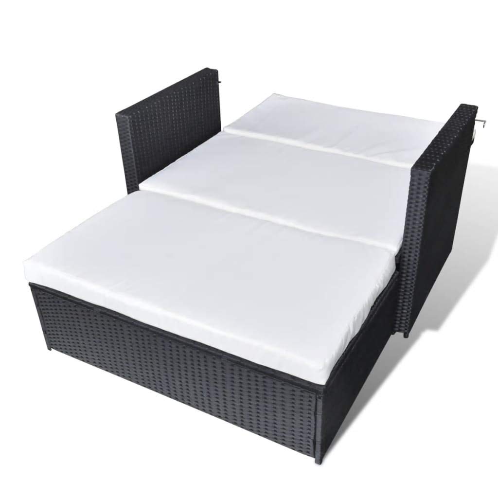 Premium 2-Piece Outdoor Patio Furniture Set - Black Poly Rattan Wicker Conversation Sofa & Chair with Cushions for Garden, Poolside, Balcony, Porch, Backyard | Durable Indoor/Outdoor Lounge Set