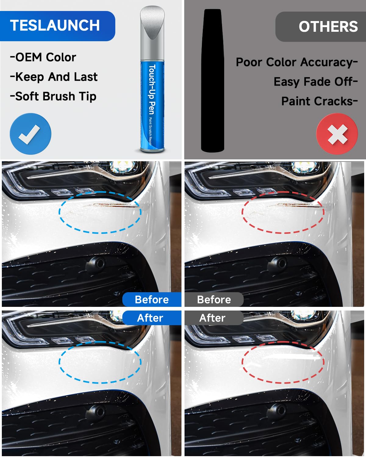 149/9149 Polar White Touch Up Paint Pen for Mercedes-Benz - Exact Match Scratch Repair Kit | Perfect for Car Door Dings, Bumper Scratches & Minor Paint Damage