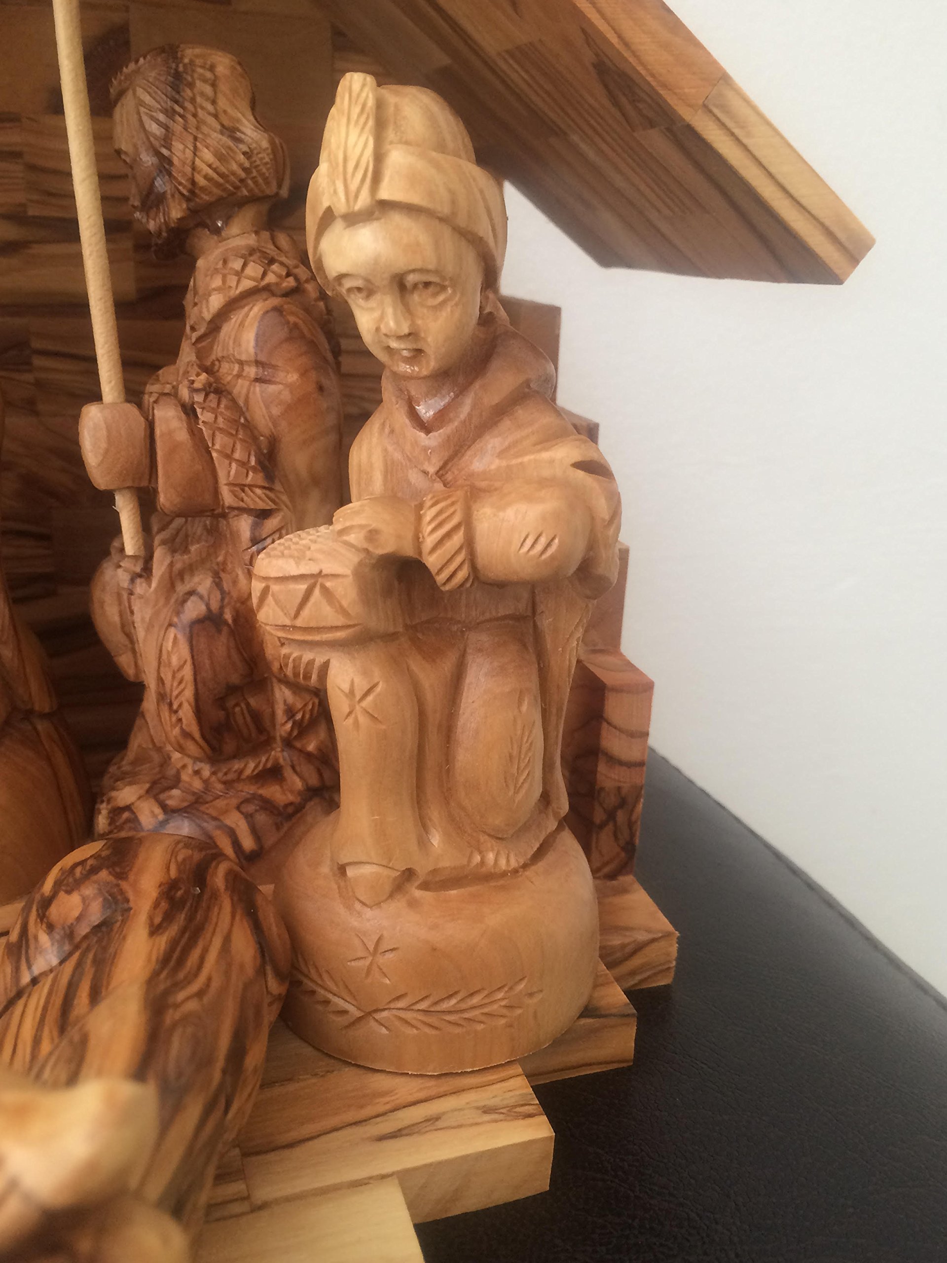 Premium Olive Wood Nativity Set - Handcrafted 12-Piece Christmas Decoration for Home, Church & Holiday Displays