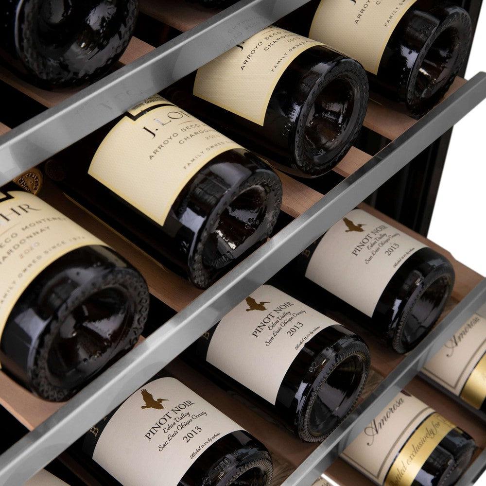 ZLINE Autograph Edition 24 Inch Stainless Steel Dual Zone Wine Cooler - 44 Bottle Capacity with Polished Gold Accents (RWVZ UD 24 G) - Perfect for Home Bars, Wine Cellars & Entertaining Spaces