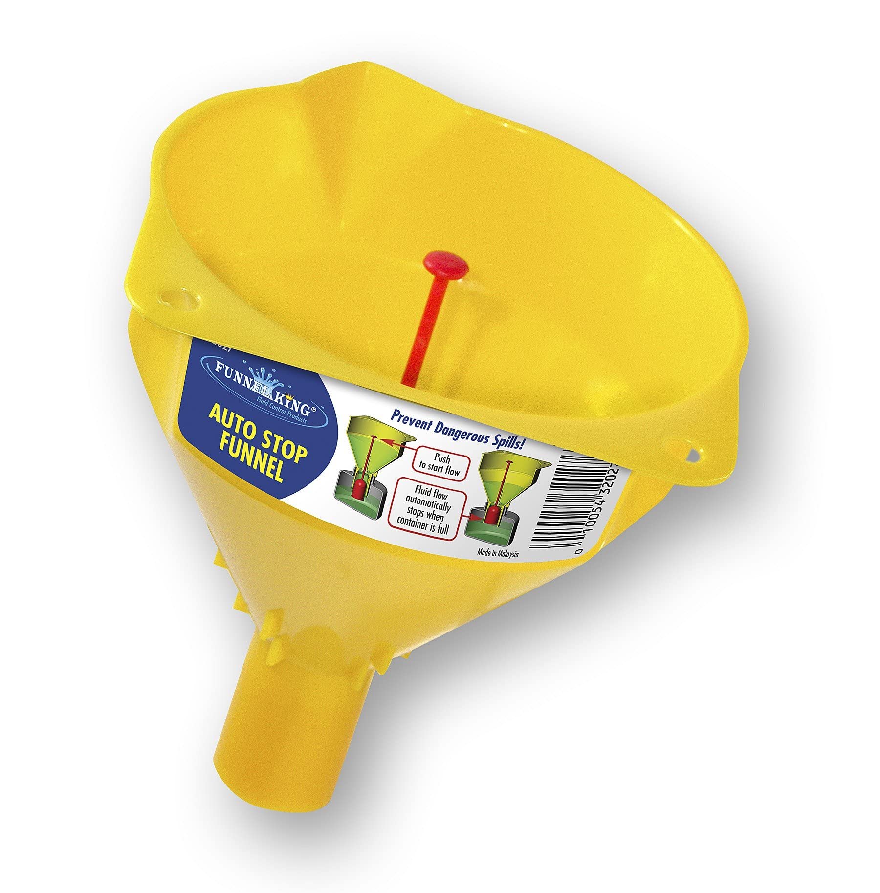 Wirthco 32027 Funnel King Auto Stop Polypropylene Funnel - 16 Oz Yellow - Perfect for Automotive Oil Changes, DIY Projects & Home Maintenance
