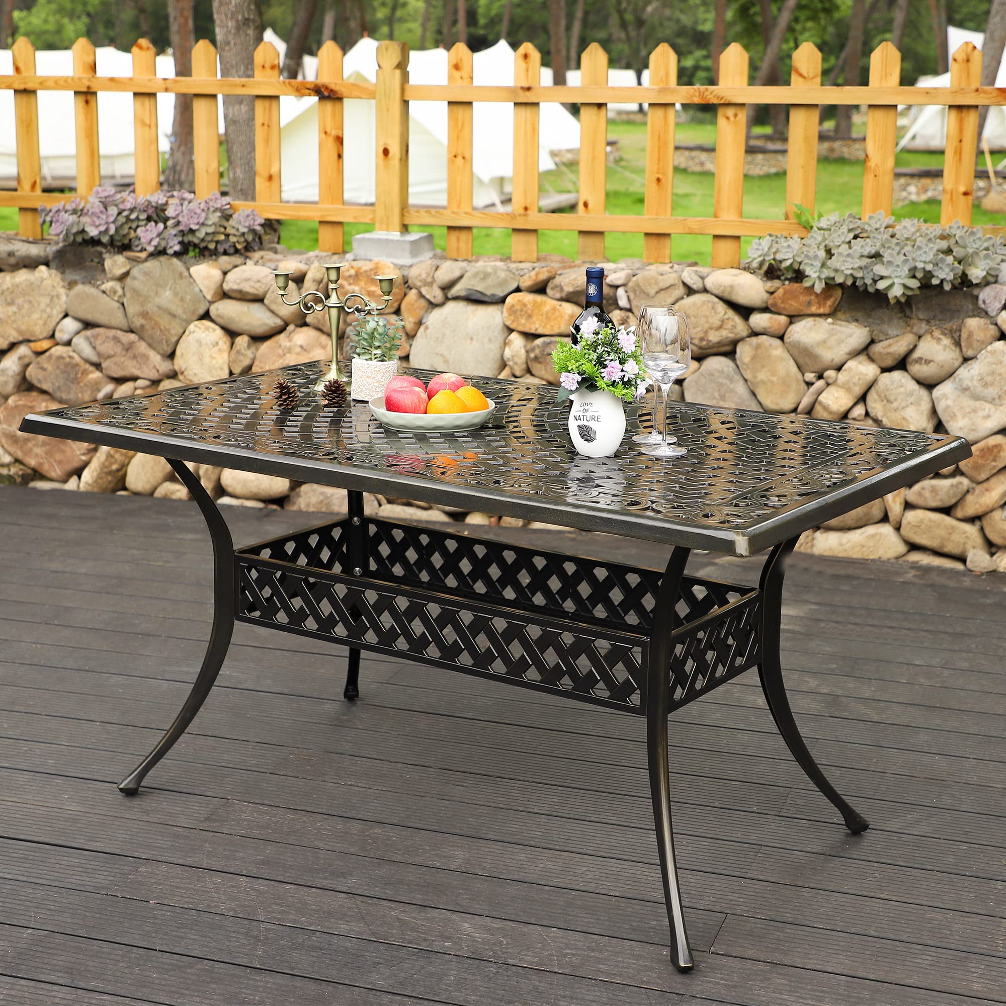 **Sumshadow Outdoor Patio Dining Table - Durable Cast Aluminum Bistro Table with Umbrella Hole for Backyard, Garden, Deck & Poolside - Perfect for Outdoor Entertaining & Relaxation**