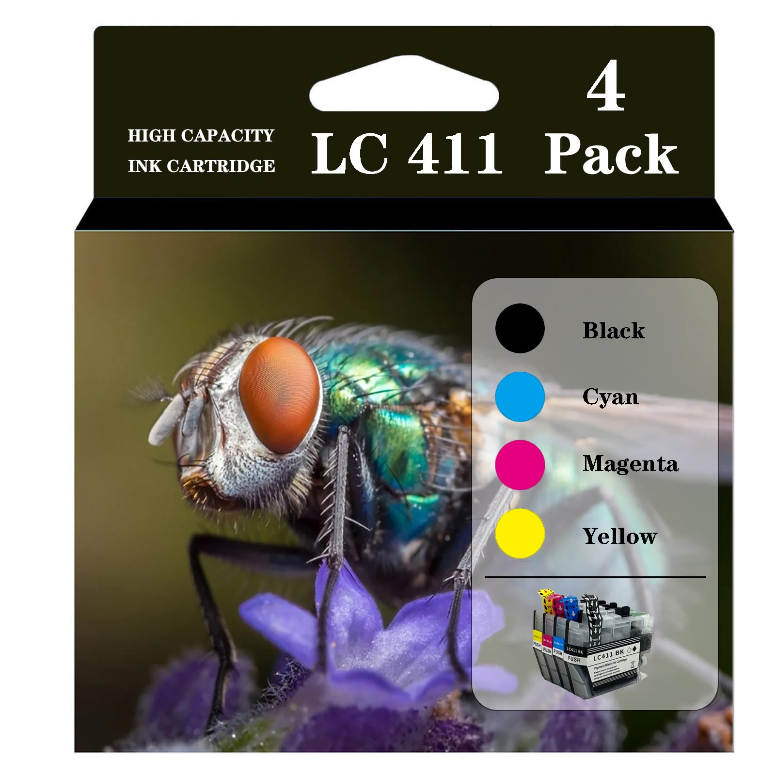 Brother 411XL High Yield Ink Cartridges - Black & Color Combo Pack for DCP-J Series Printers - Home & Office Use