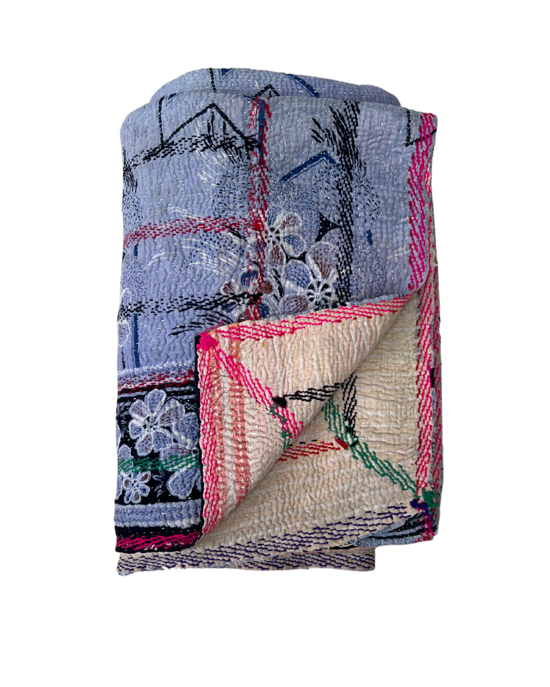 Premium Heavyweight Kantha Quilt No. 767 - Handmade Cotton Patchwork Bedspread for Cozy Home Decor & Winter Warmth | Perfect for Bedroom, Living Room & Guest Room