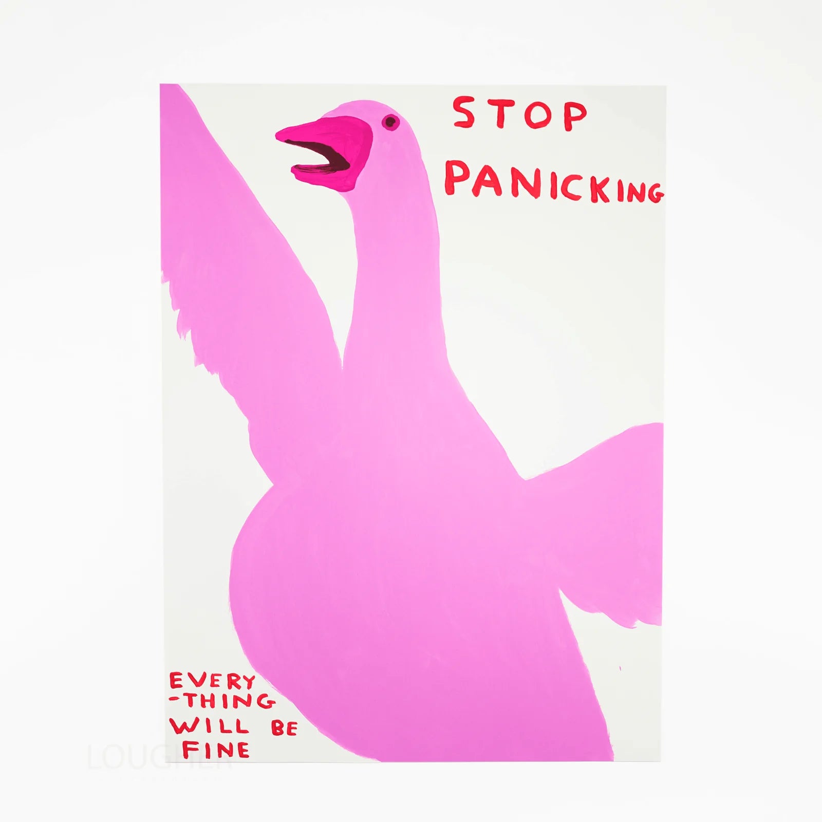 DAVID SHRIGLEY STOP PANICKING Art Print - Funny Motivational Wall Decor for Home, Office & Gifts - Perfect for Stress Relief & Anxiety Awareness