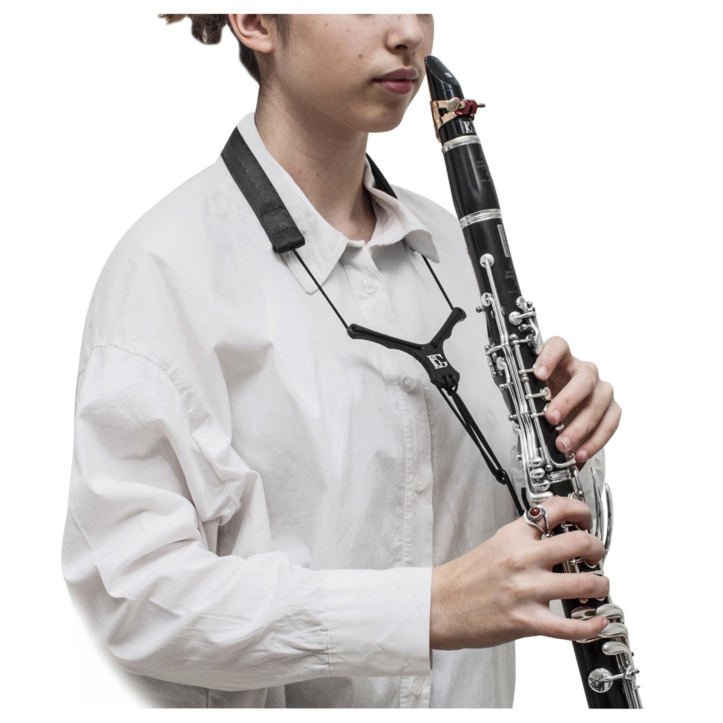 Premium BG Bb Clarinet Flex ZEN Strap - Adjustable Elastic Band for Comfortable Playing | Black CFYE Model | Ideal for School Bands, Orchestra Performances & Professional Musicians