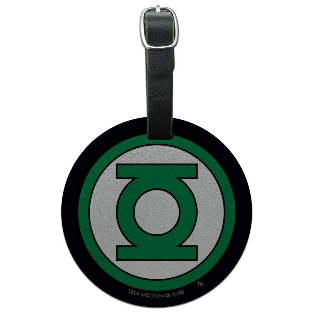 Green Lantern Logo Round Leather Luggage Tag - Durable Suitcase ID Tag for Carry-On Bags - Perfect for Travel, Business Trips & Vacation Identification