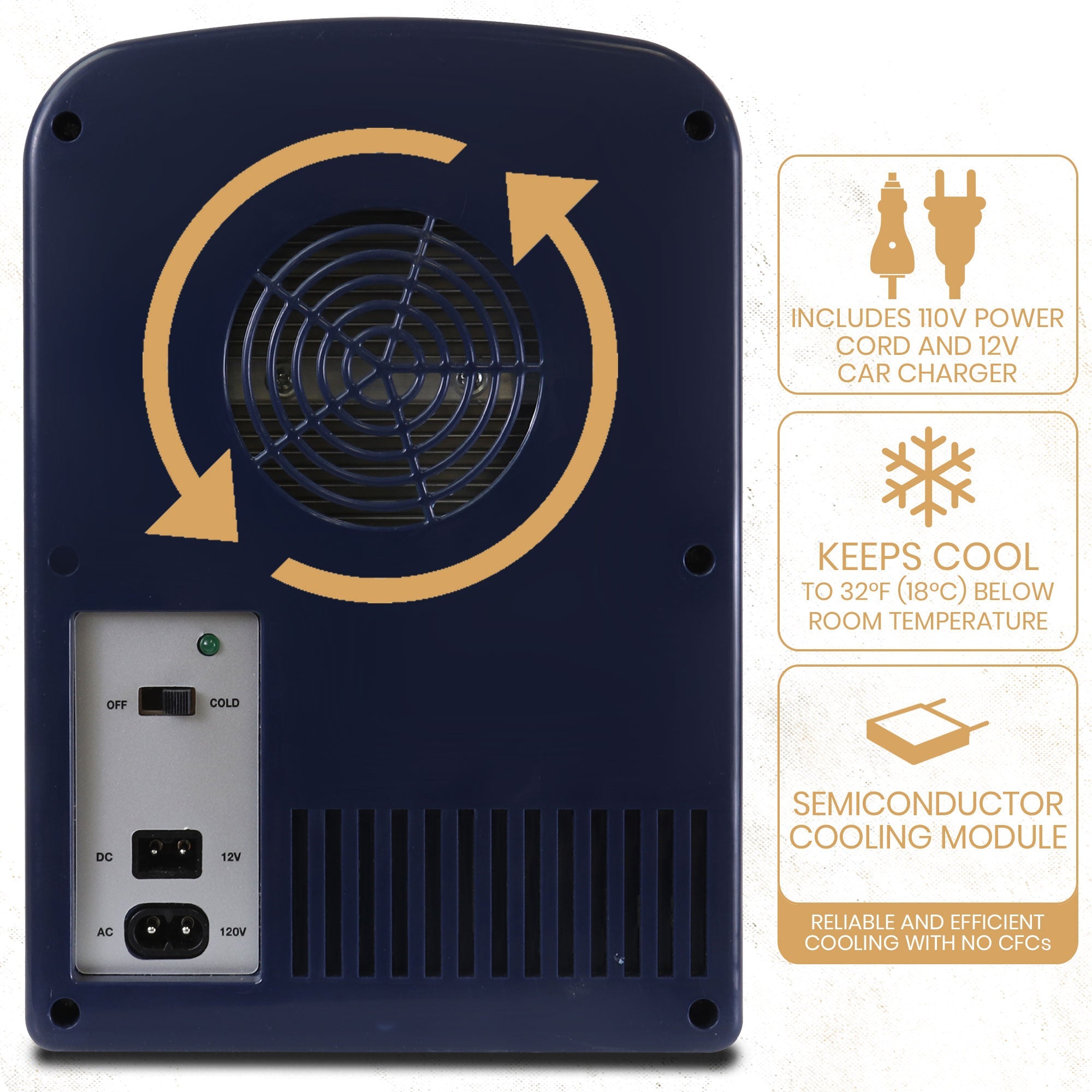4L Portable Mini Fridge - 12V DC/110V AC Dual Power Cooler for 6 Cans - Compact Beverage & Food Cooler for Beer, Soda, Snacks, Lunch - Perfect for Home, Office, Dorm, Travel & Car Use - Space-Saving Blue Desk Accessory