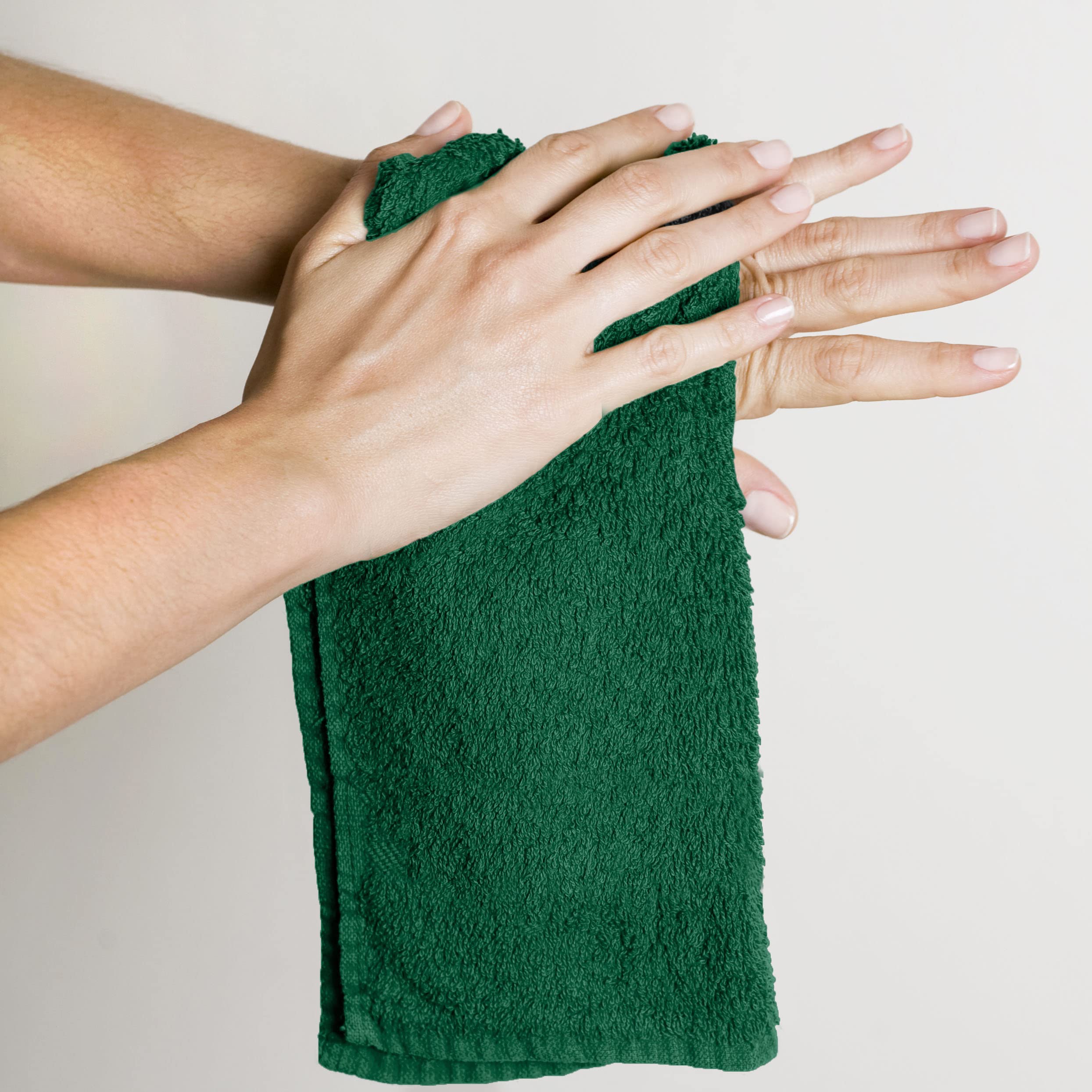 24 Pack Cotton Washcloths Set - 100% Ring Spun Premium Flannel Face Towels | Ultra Soft & Absorbent Fingertip Towels for Bath, Spa & Makeup Removal (Hunter Green) | Ideal for Home, Gym & Travel