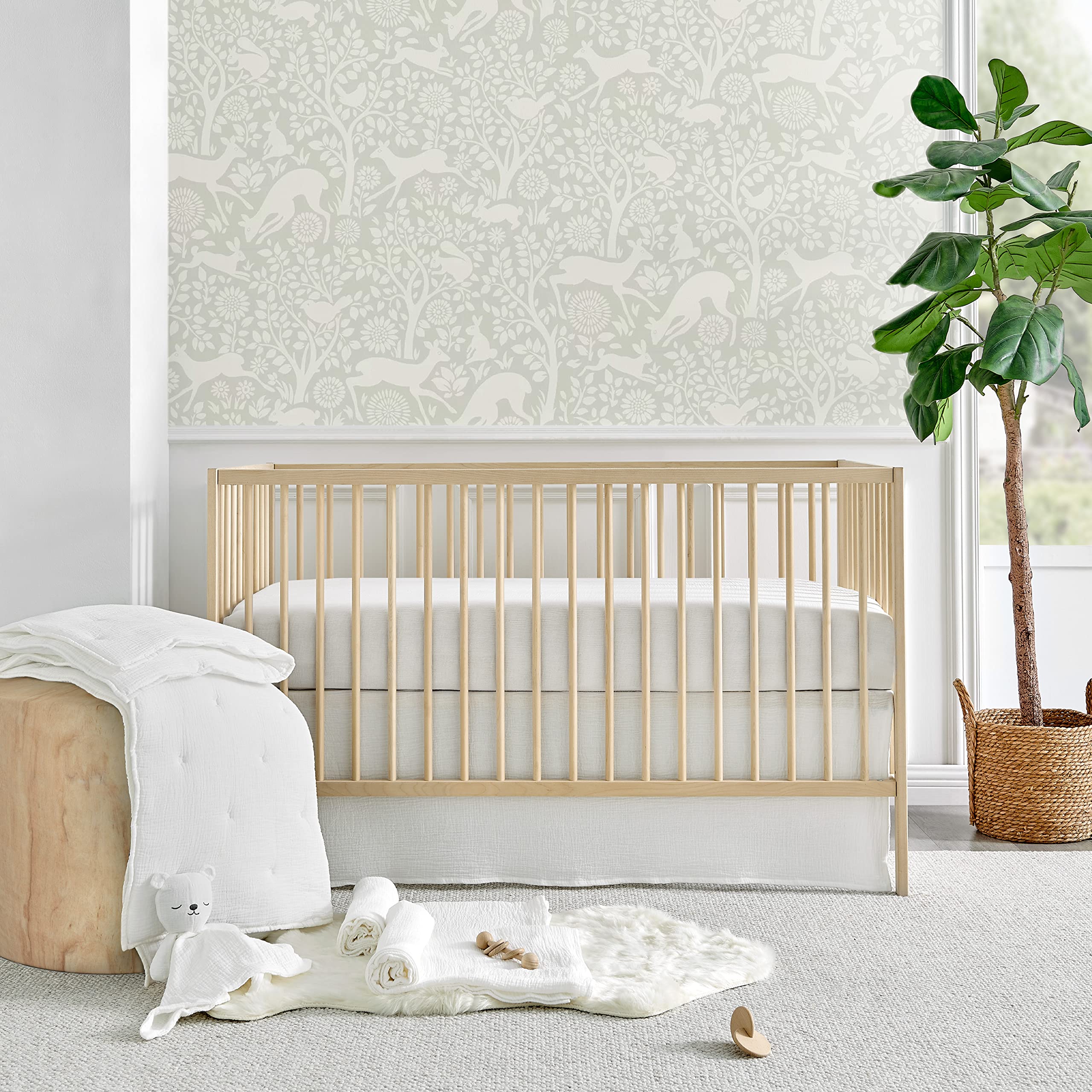 Levtex Baby Cloud Muslin Crib Bed Set - 5 Piece Nursery Set with Quilt, Fitted Sheet, Swaddles & Lovey - Soft Textured Muslin for Newborns - White Star Design - Perfect for Nursery Decor, Baby Shower Gifts & Cozy Sleep Time