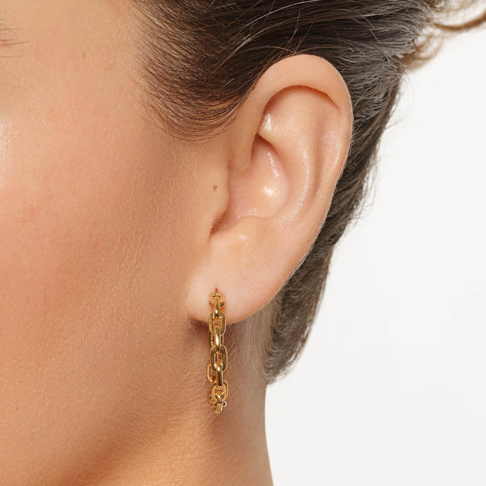 Gold Chain Link Hoop Earrings for Women - Trendy Dainty Jewelry for Everyday Wear & Special Occasions