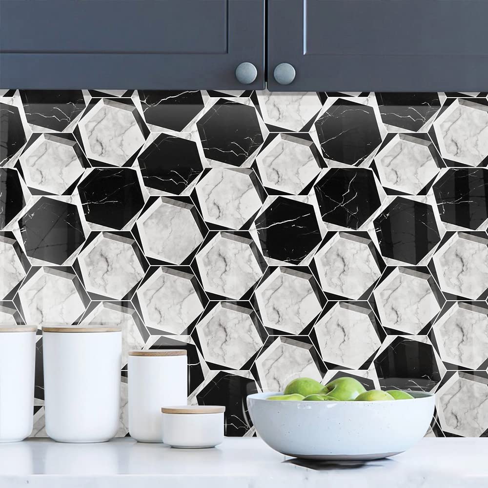 Self-Adhesive Waterproof Vinyl Film - Kitchen Peel and Stick Backsplash Wallpaper, Removable for Bathroom, Countertop, Cabinet, Furniture, 17.3