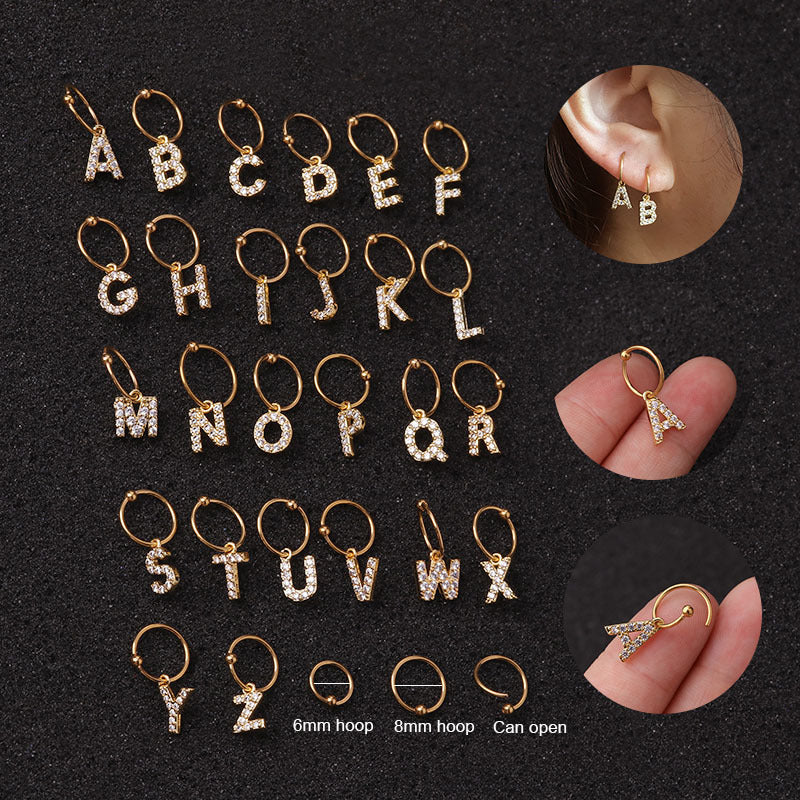 20G Surgical Steel Letter Dangle Hoop Earrings for Women - Hypoallergenic, Lightweight & Trendy Jewelry - Perfect for Everyday Wear, Parties & Gifts | HSPJ1991