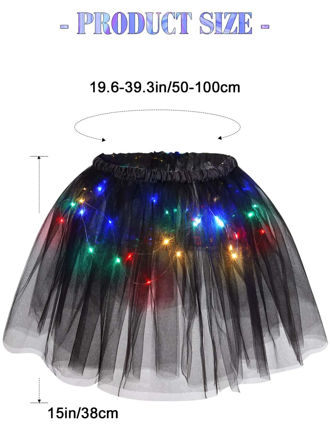 TWINKLEDE LED Light Up Tutu Skirt - Sparkly Tulle Dance Skirt for Women | Glow in The Dark Ballet Party Costume | Perfect for Raves, Dance Performances & Halloween Costumes
