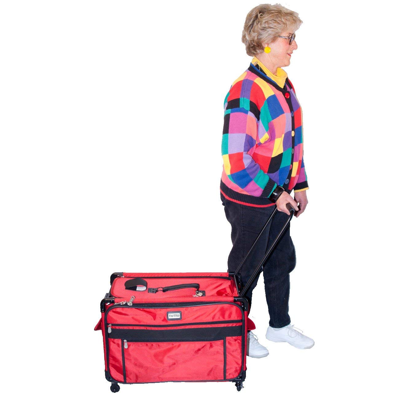Tutto Machine On Wheels - 24-Inch Red Rolling Utility Cart for Kitchen, Office, or Garage Organization | Heavy-Duty Mobile Storage Solution
