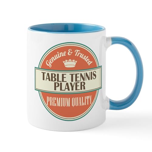 White/Blue Inside - Table Tennis Player Vintage Logo Mug