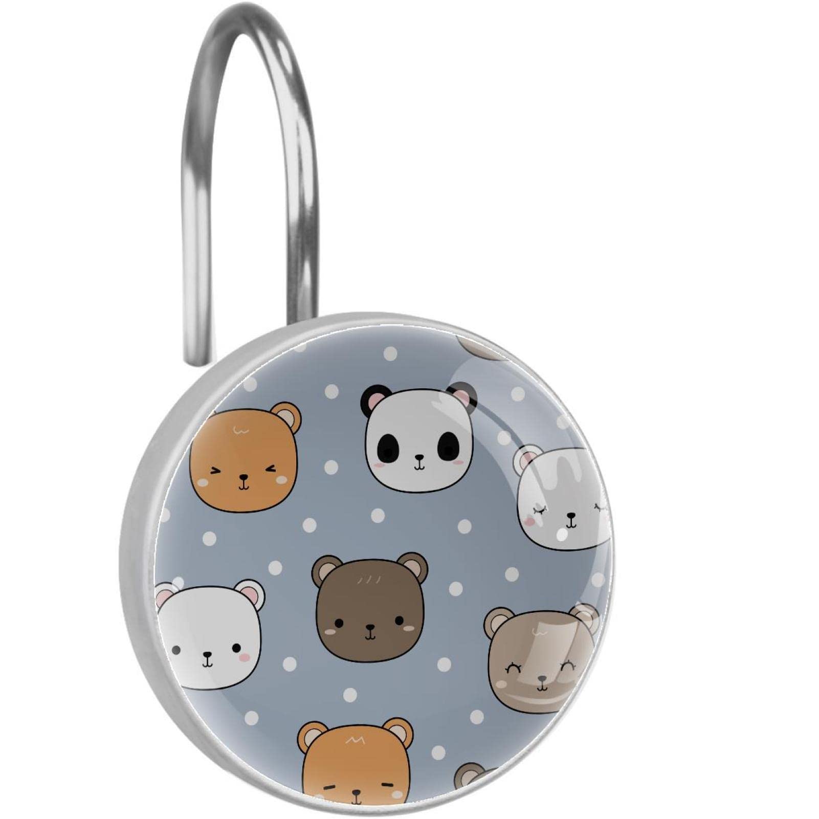 12 Pack Decorative Animal Panda Bear Cartoon Hooks - Wall Mount Coat Hooks, Towel Hooks & Shower Curtain Hooks for Bathroom, Bedroom & Kids Room Organization