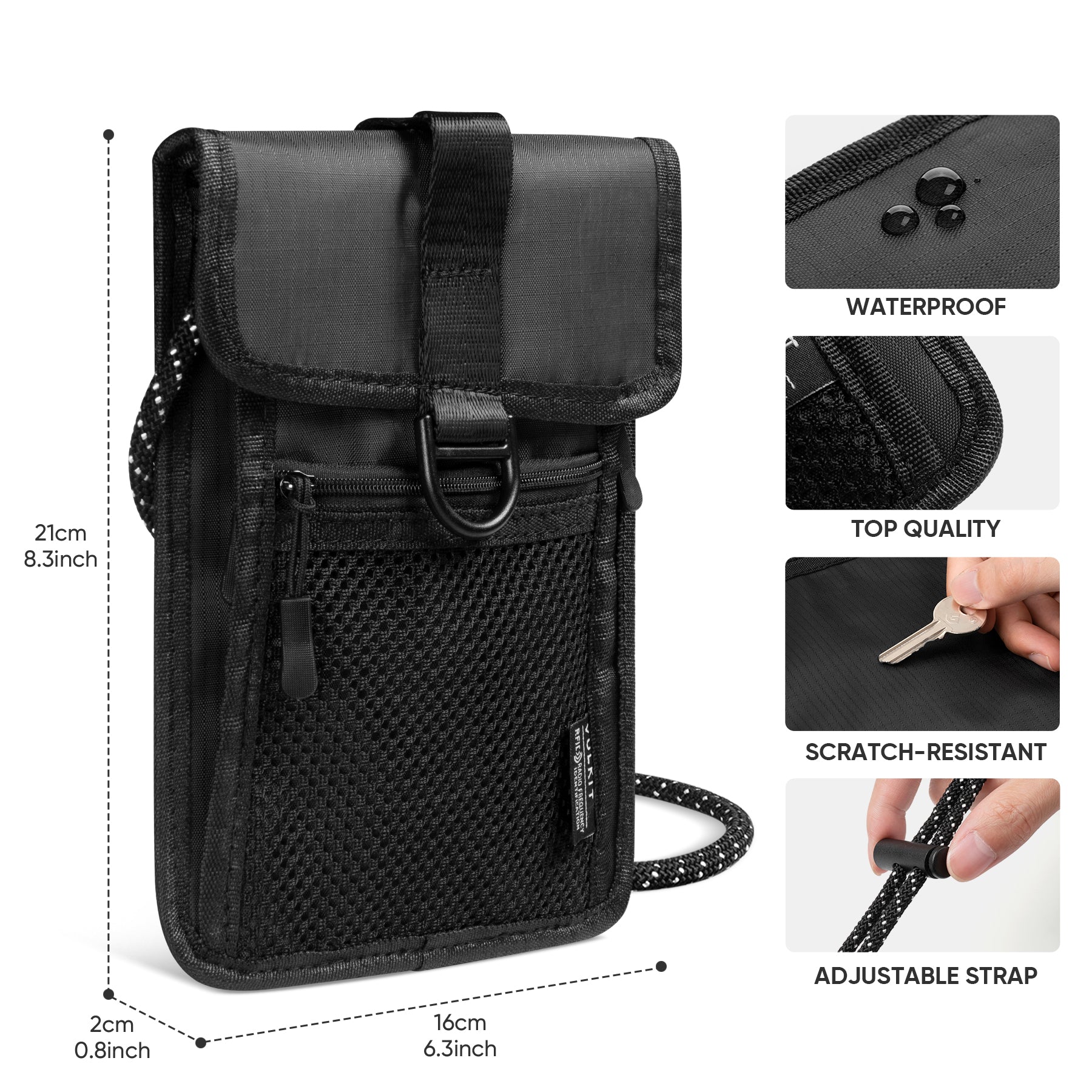 VTP100 RFID Blocking Neck Wallet - Secure Passport Holder & Travel Pouch for Men & Women | Anti-Theft Essentials for Airports, Vacations & International Trips