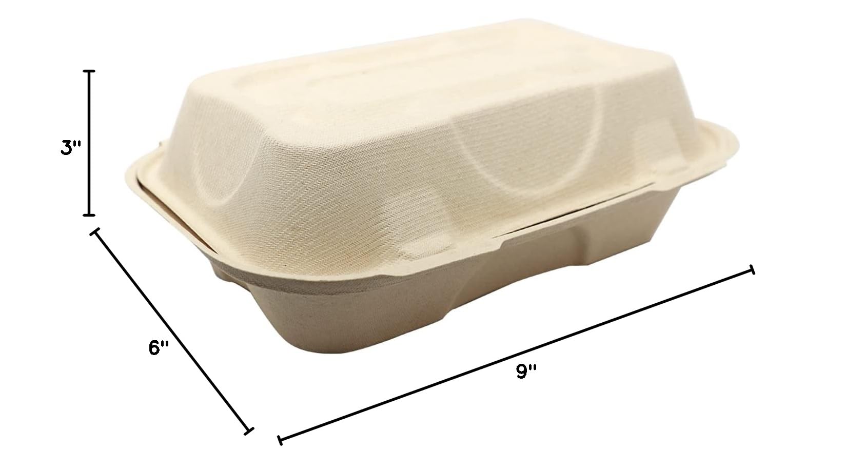 Eco-Friendly 100% Compostable Disposable Food Containers with Lids [9”X6” 500 Pack] - Heavy-Duty Biodegradable Takeout Containers for Restaurants, Catering & Picnics | Unbleached Sustainable Packaging by Earth's Natural Alternative