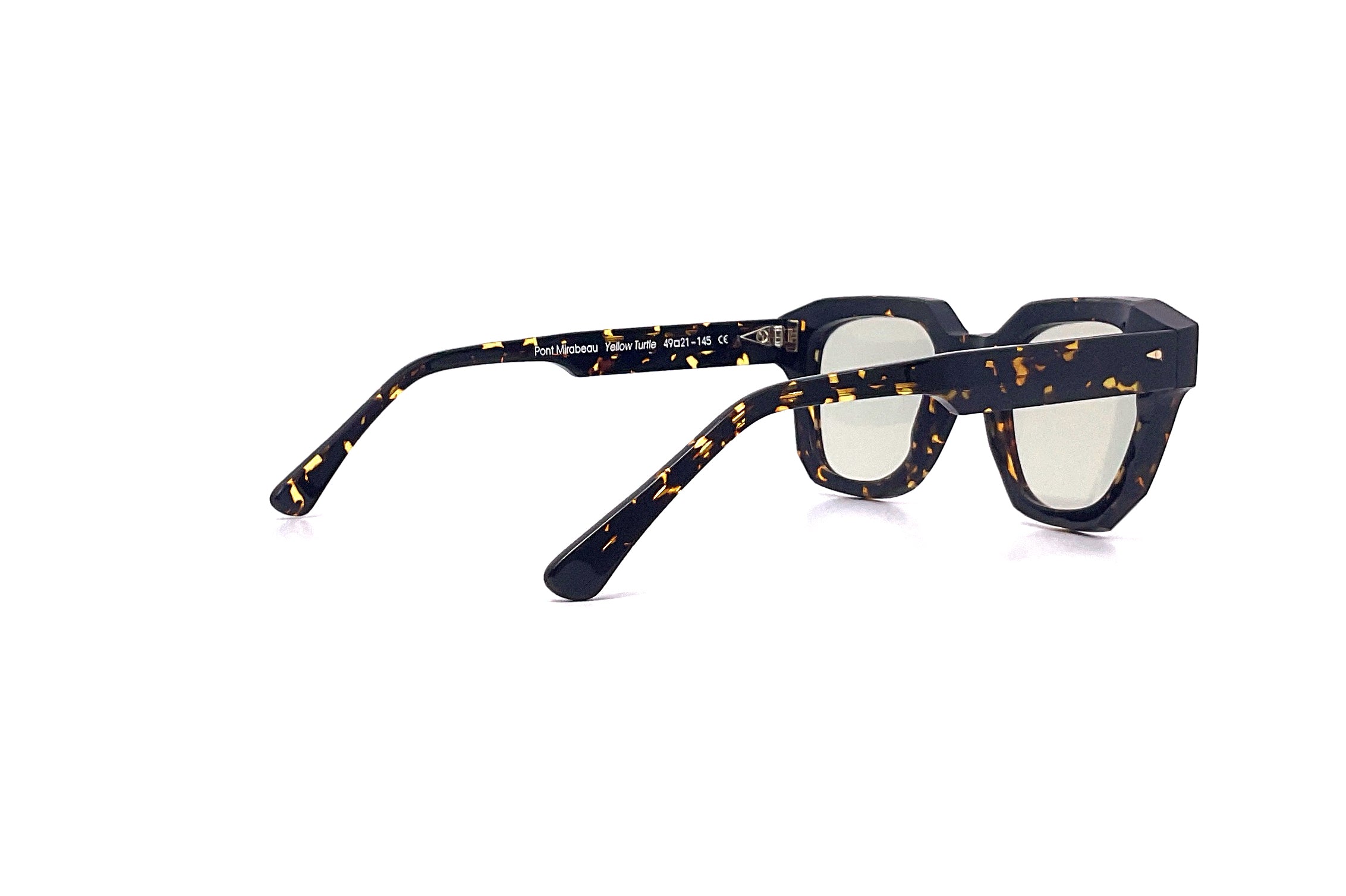 Ahlem Point Mirabeau Sunglasses - Yellow Turtle & Green Light Frame - UV Protection, Fashionable & Lightweight for Outdoor Activities, Beach, and Driving