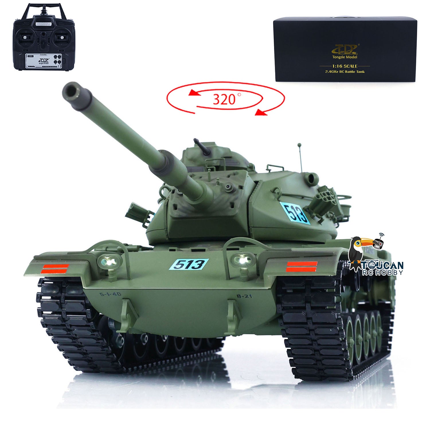 1/16 Scale RC Tank M60A3 USA - Remote Control Military Battle Tank with Barrel Recoil, BB Shooting, Realistic Sound & Smoke Effects | Hobby Model for Collectors & War Simulation Enthusiasts | Perfect for Outdoor Battles, Military Displays & RC Tank Competitions