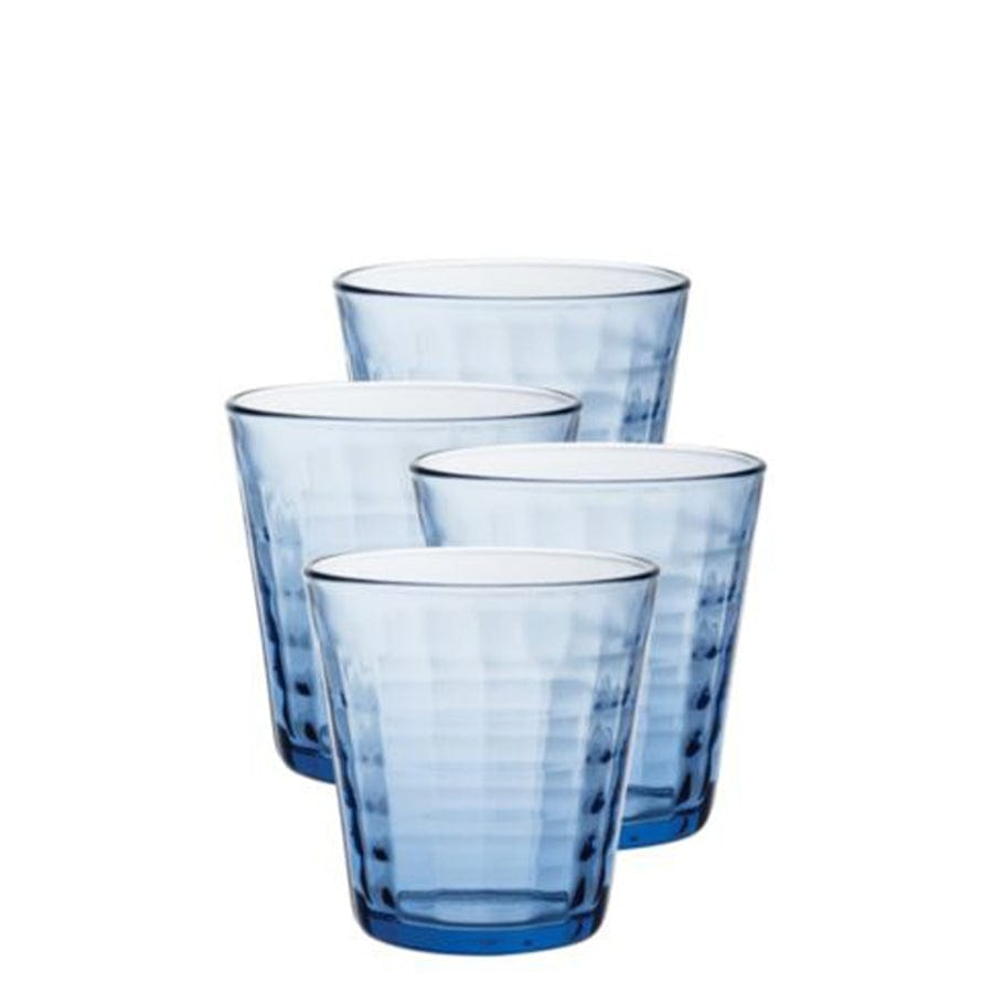 Duralex Prisme French Glass Tumbler Set of 4 - 5.5oz (160ml) Marine Blue Drinking Glasses for Juice, Iced Coffee & Cocktails - Durable & Stylish Kitchenware for Home & Restaurant Use